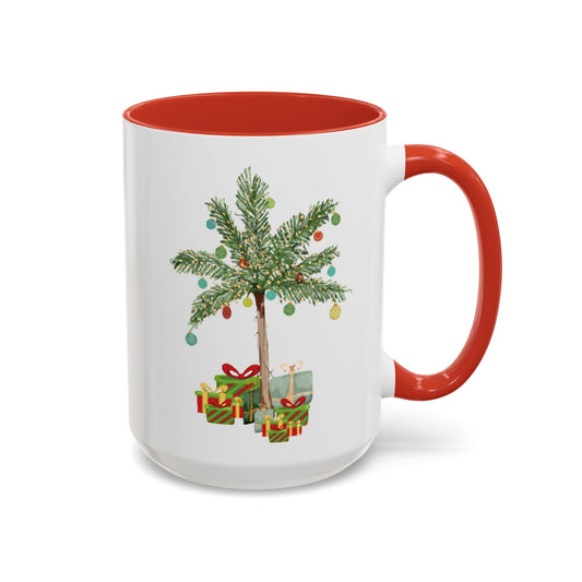 Christmas Palm Two Tone Coffee Mug (11oz & 15oz) - Blue Cava