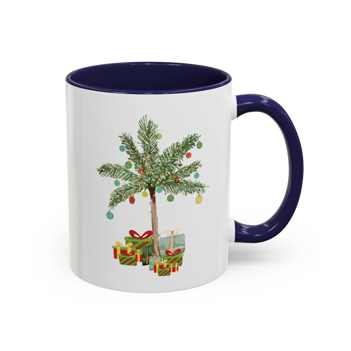 Christmas Palm Two Tone Coffee Mug (11oz & 15oz) - Blue Cava