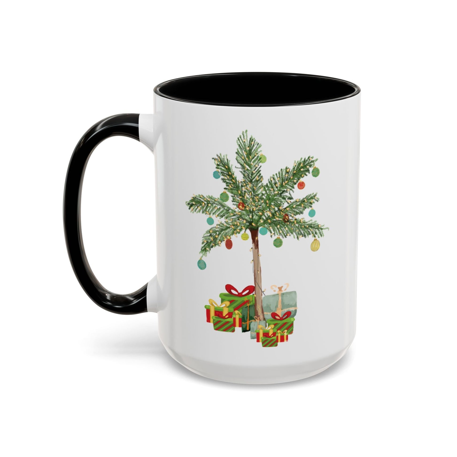 Christmas Palm Two Tone Coffee Mug (11oz & 15oz) - Blue Cava