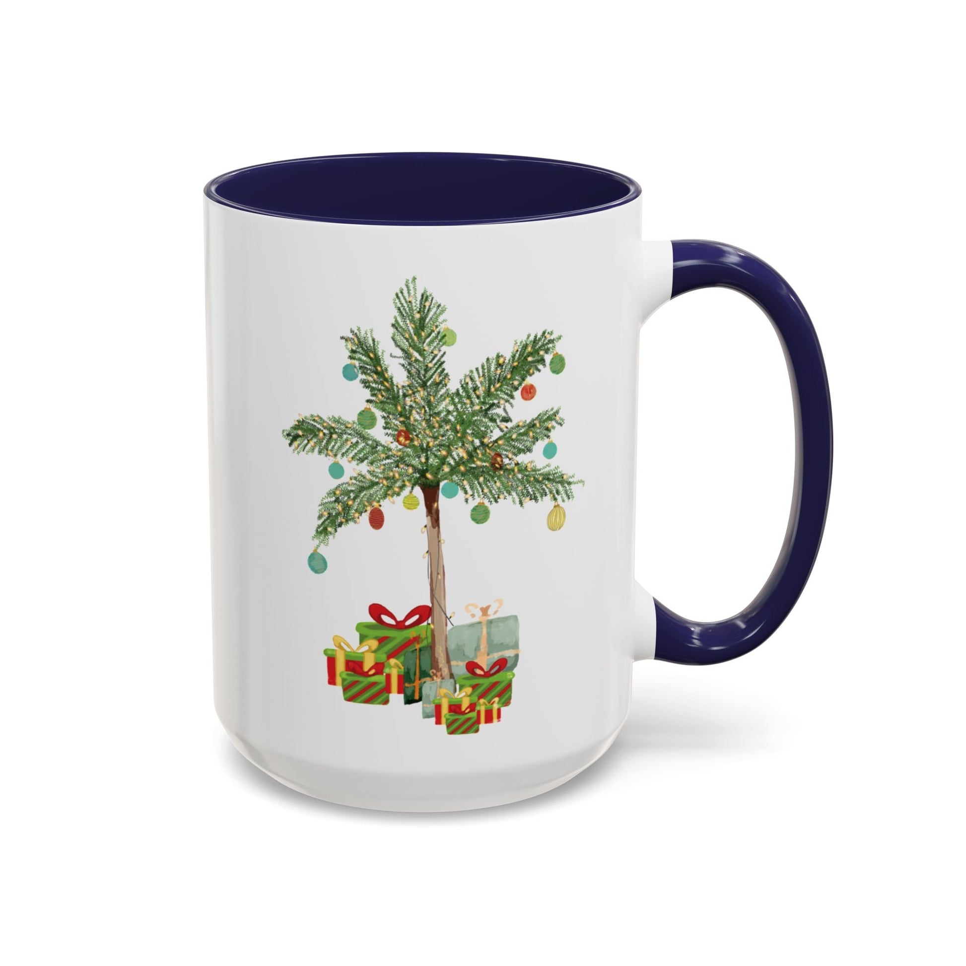 Christmas Palm Two Tone Coffee Mug (11oz & 15oz) - Blue Cava