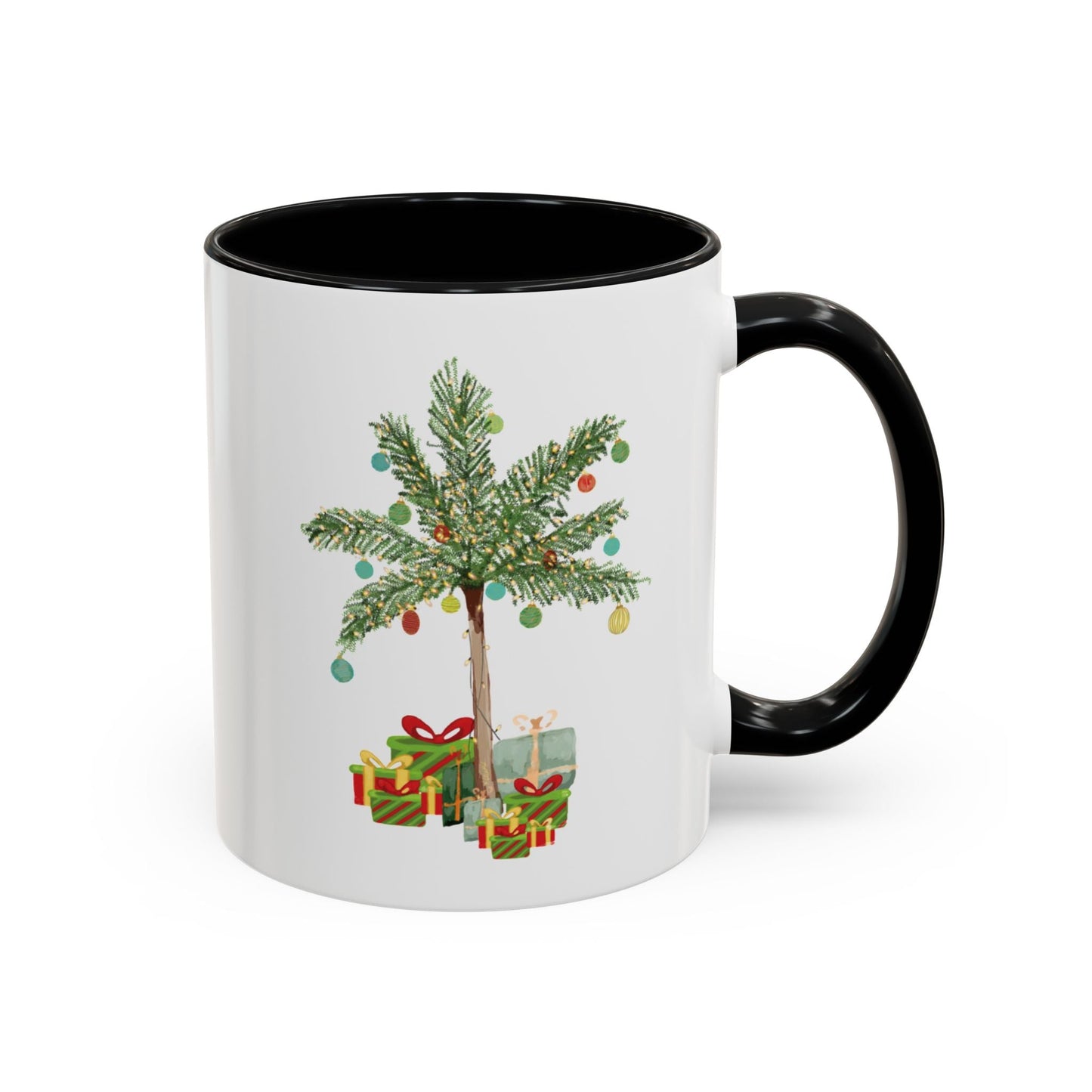 Christmas Palm Two Tone Coffee Mug (11oz & 15oz) - Blue Cava