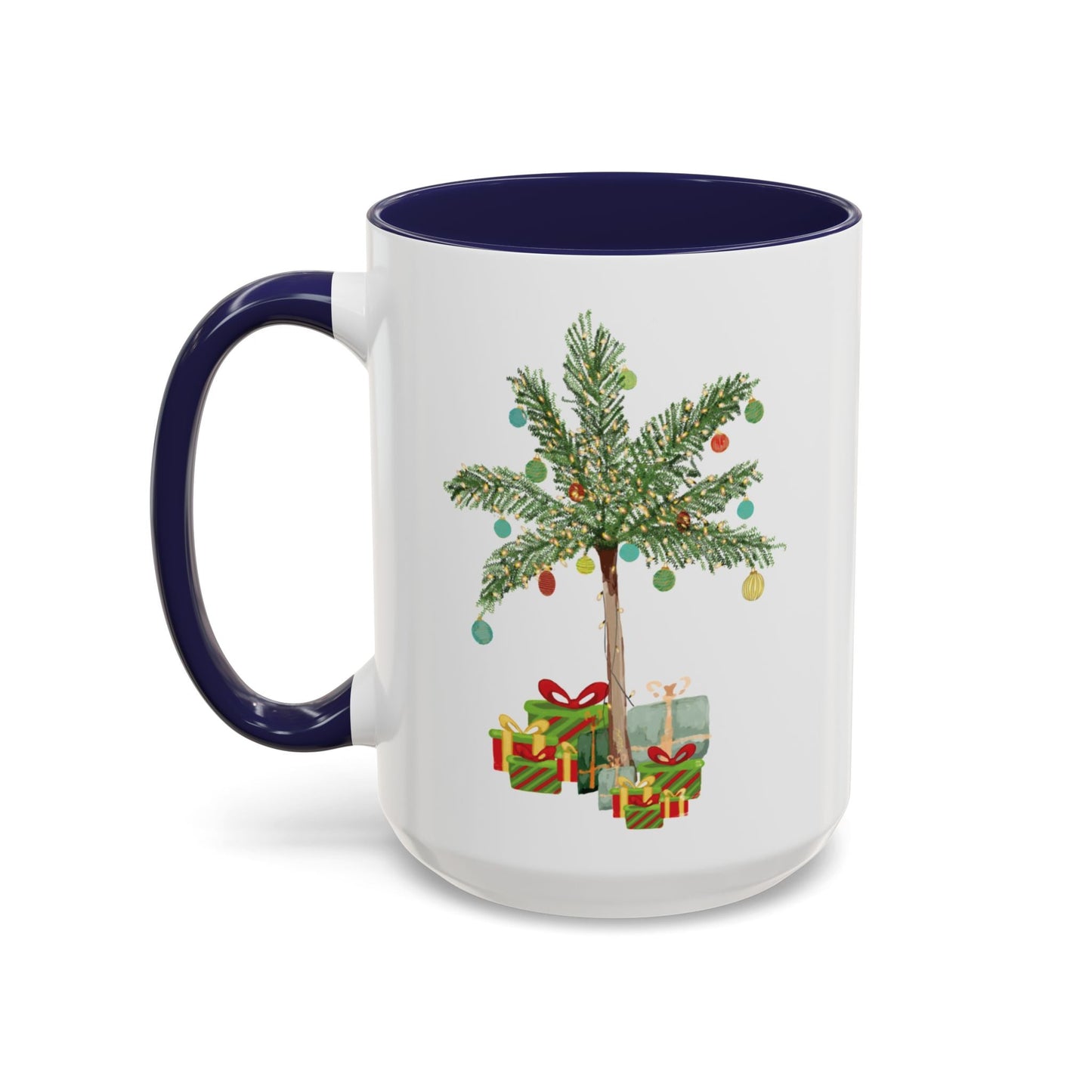 Christmas Palm Two Tone Coffee Mug (11oz & 15oz) - Blue Cava