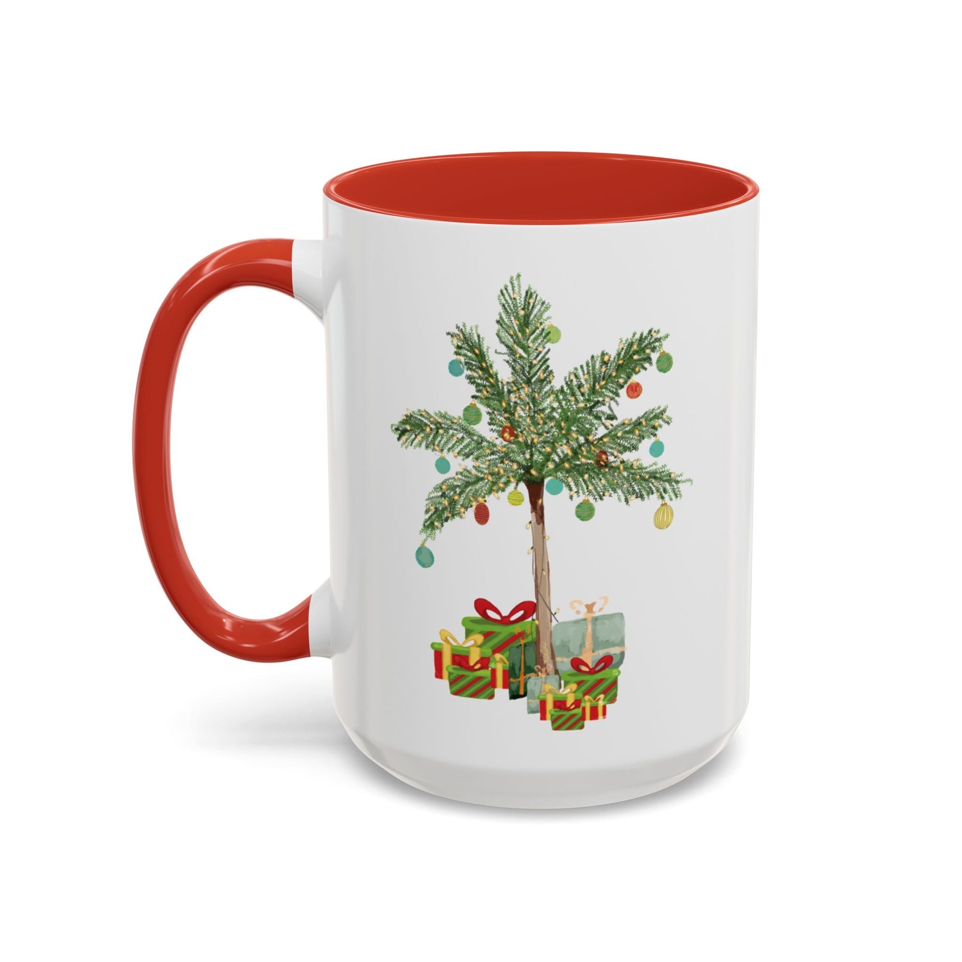 Christmas Palm Two Tone Coffee Mug (11oz & 15oz) - Blue Cava