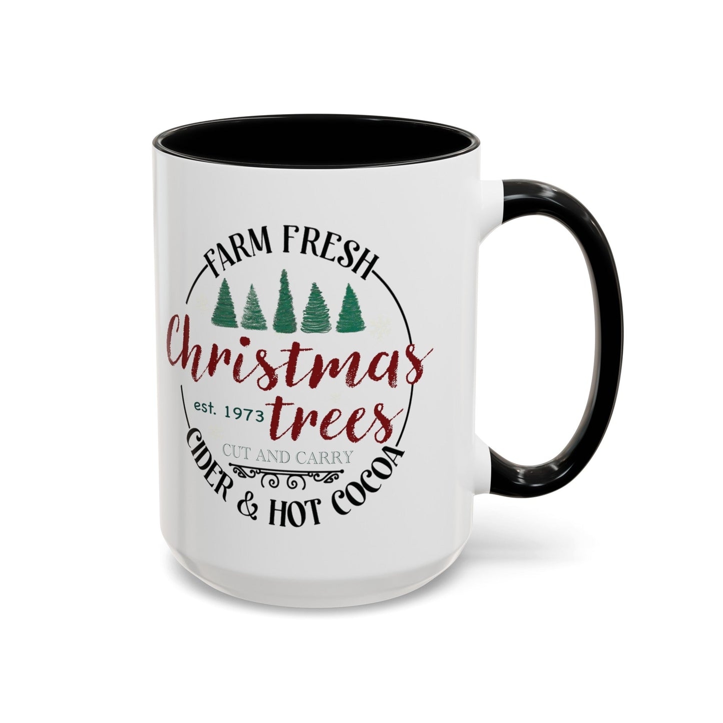 Christmas Tree Farm Two Tone Accent Coffee Mug (11 oz, 15oz) - Blue Cava