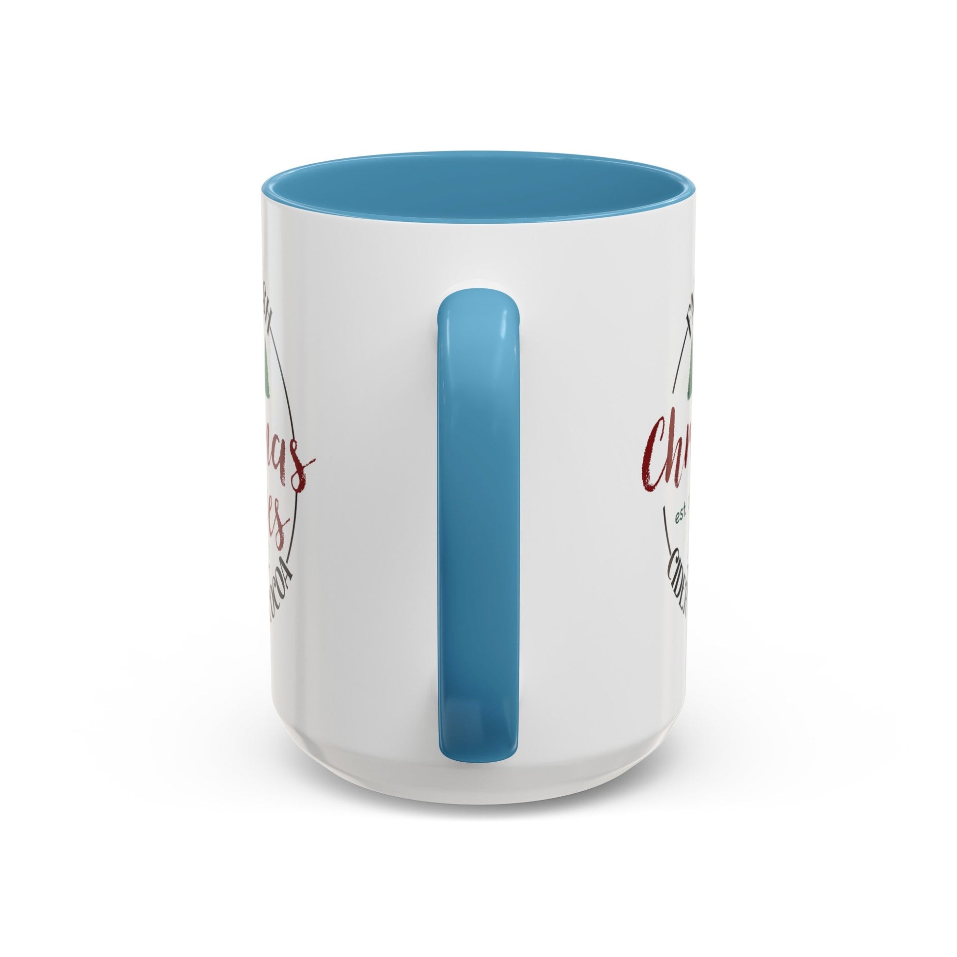 Christmas Tree Farm Two Tone Accent Coffee Mug (11 oz, 15oz) - Blue Cava