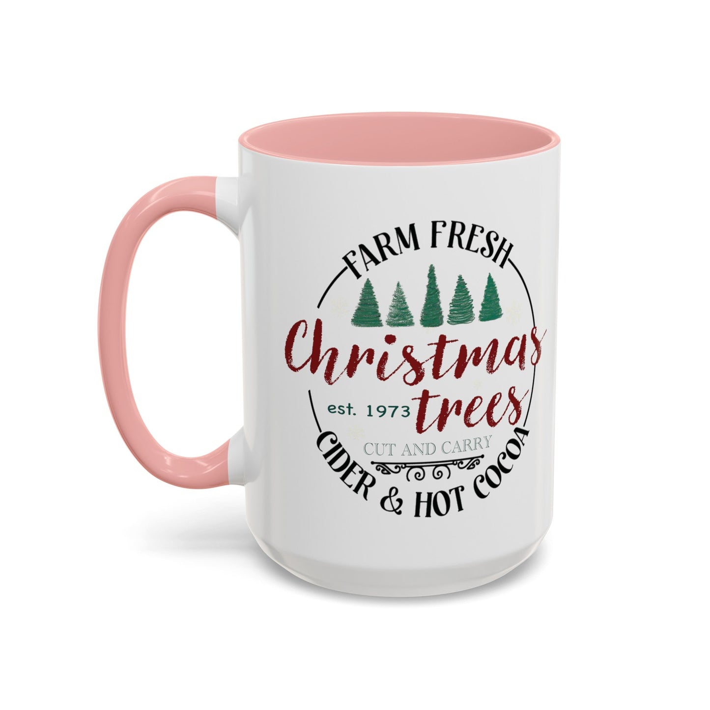 Christmas Tree Farm Two Tone Accent Coffee Mug (11 oz, 15oz) - Blue Cava