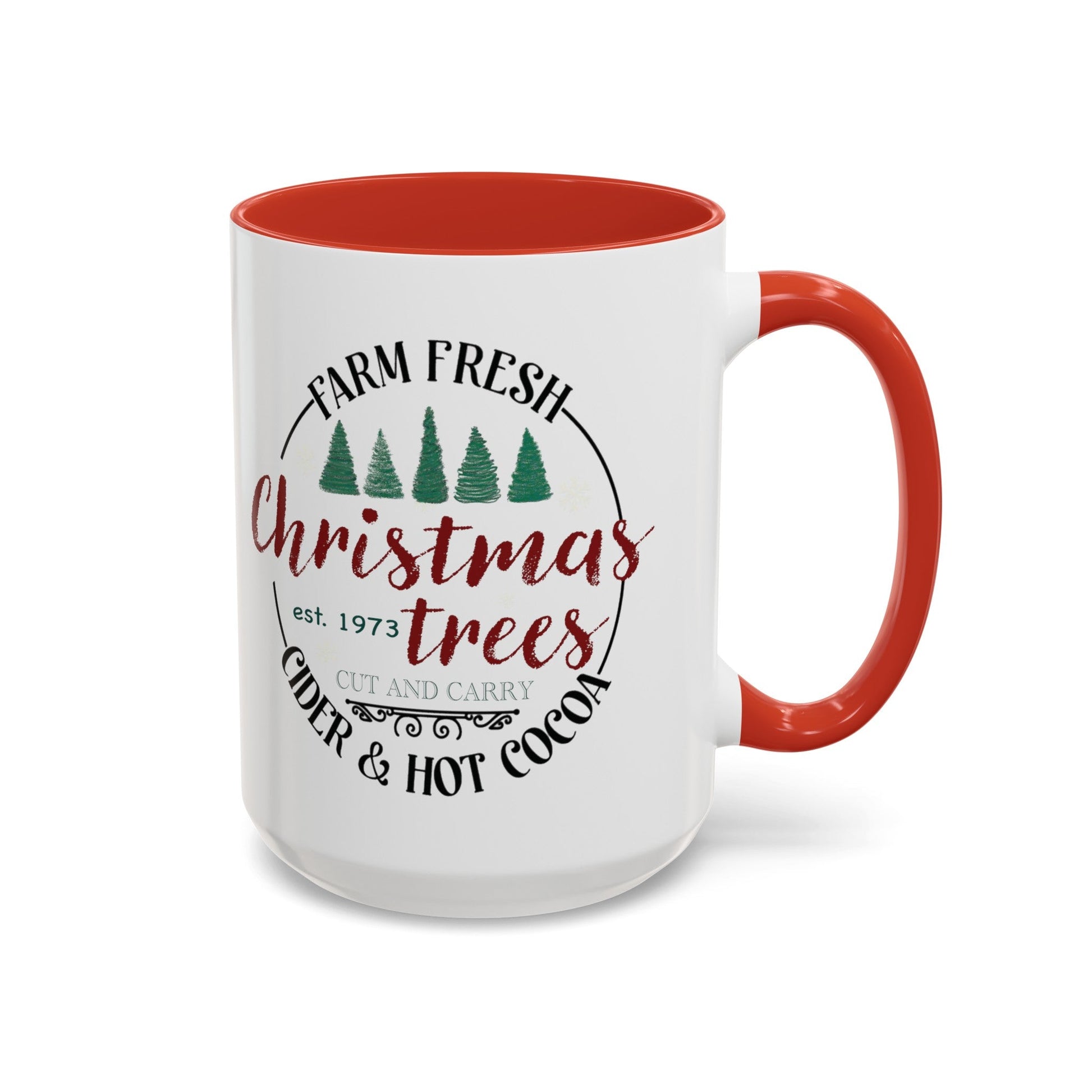 Christmas Tree Farm Two Tone Accent Coffee Mug (11 oz, 15oz) - Blue Cava