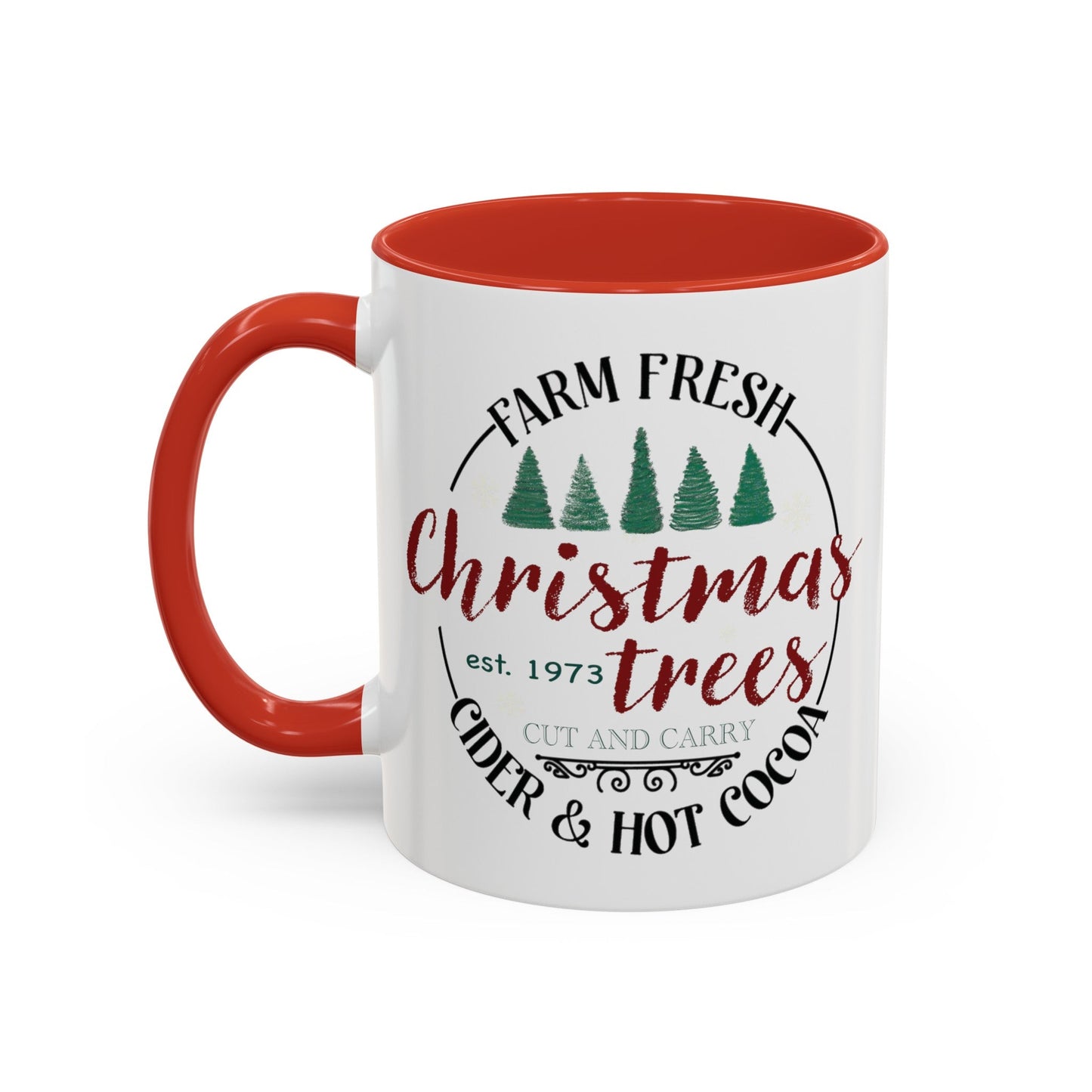 Christmas Tree Farm Two Tone Accent Coffee Mug (11 oz, 15oz) - Blue Cava