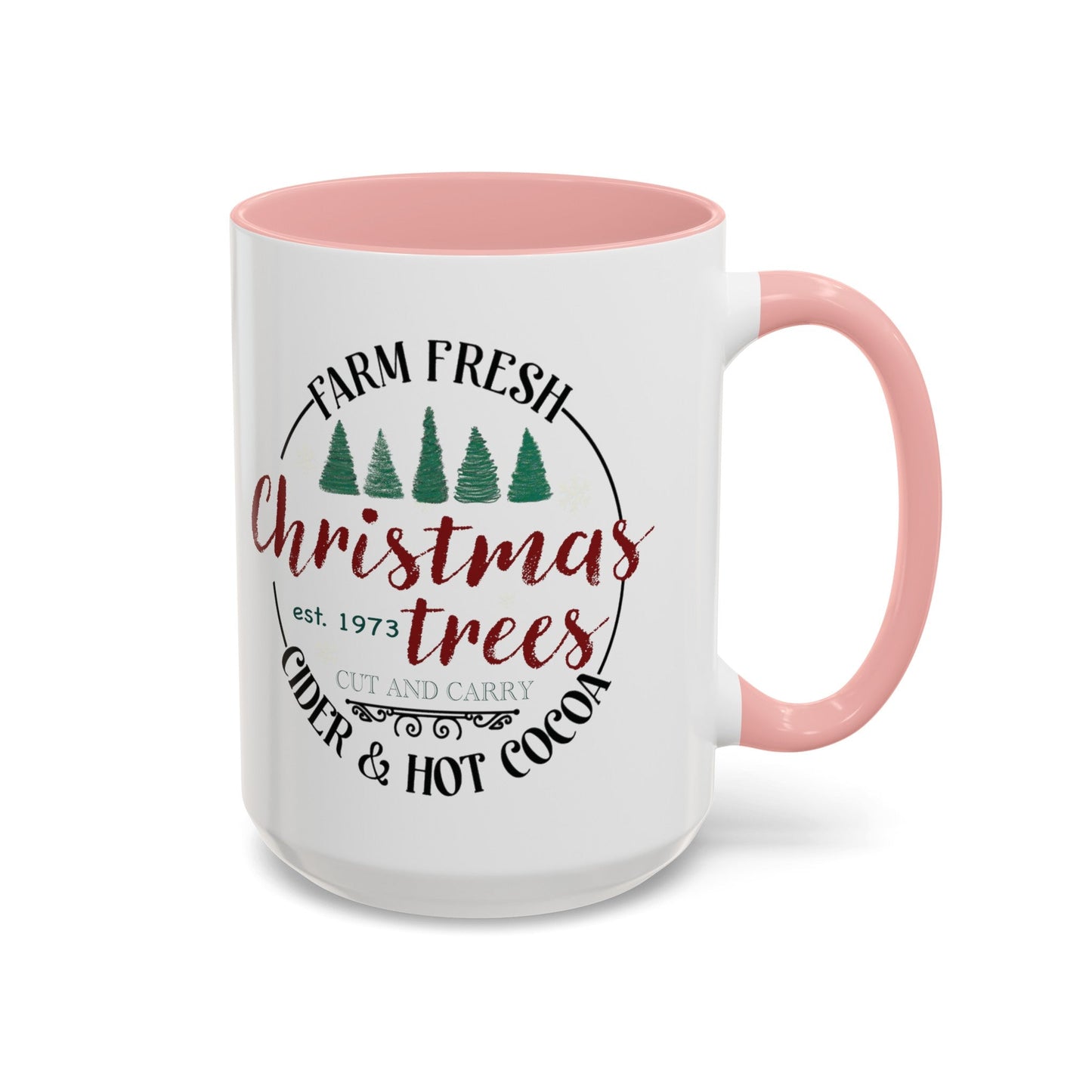 Christmas Tree Farm Two Tone Accent Coffee Mug (11 oz, 15oz) - Blue Cava