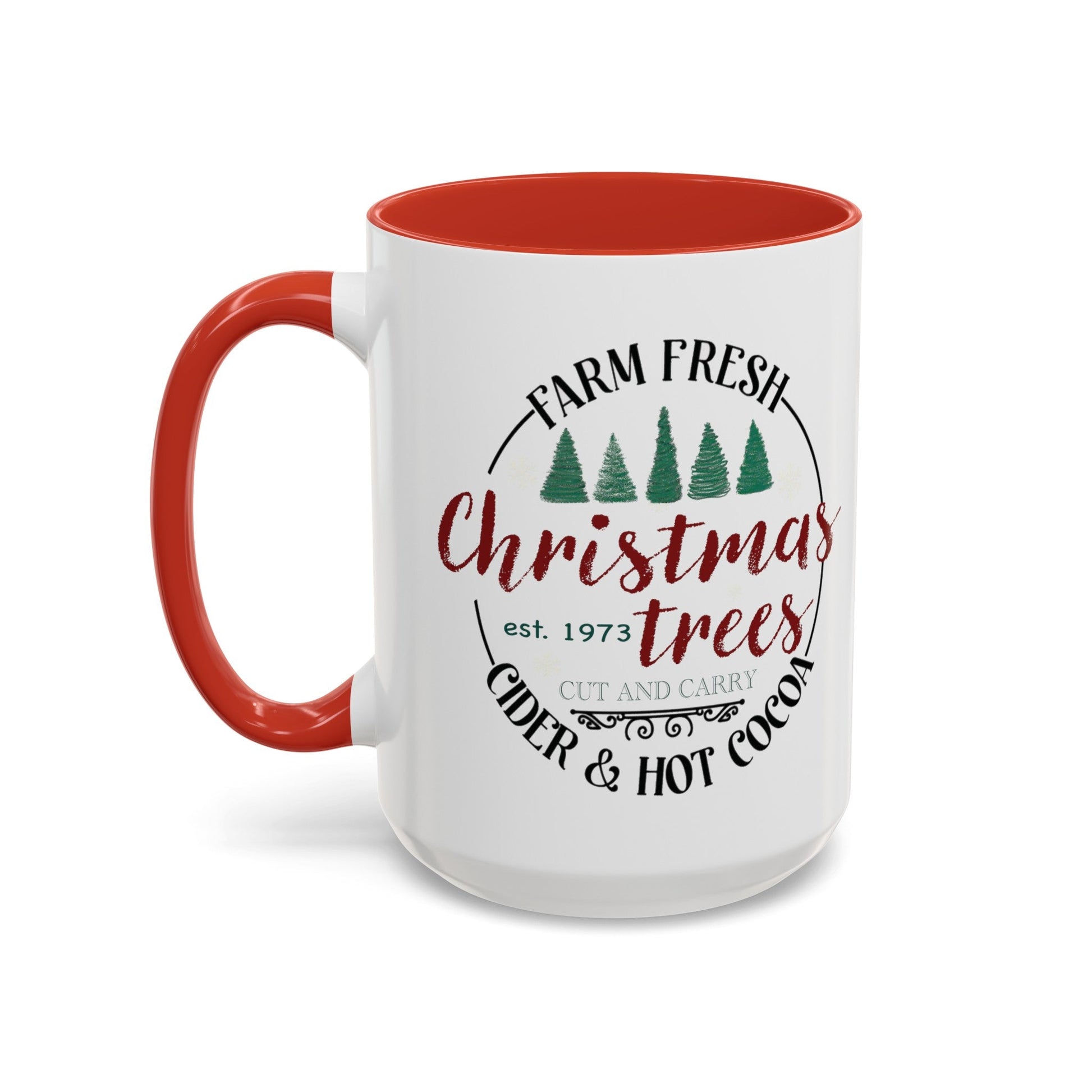 Christmas Tree Farm Two Tone Accent Coffee Mug (11 oz, 15oz) - Blue Cava