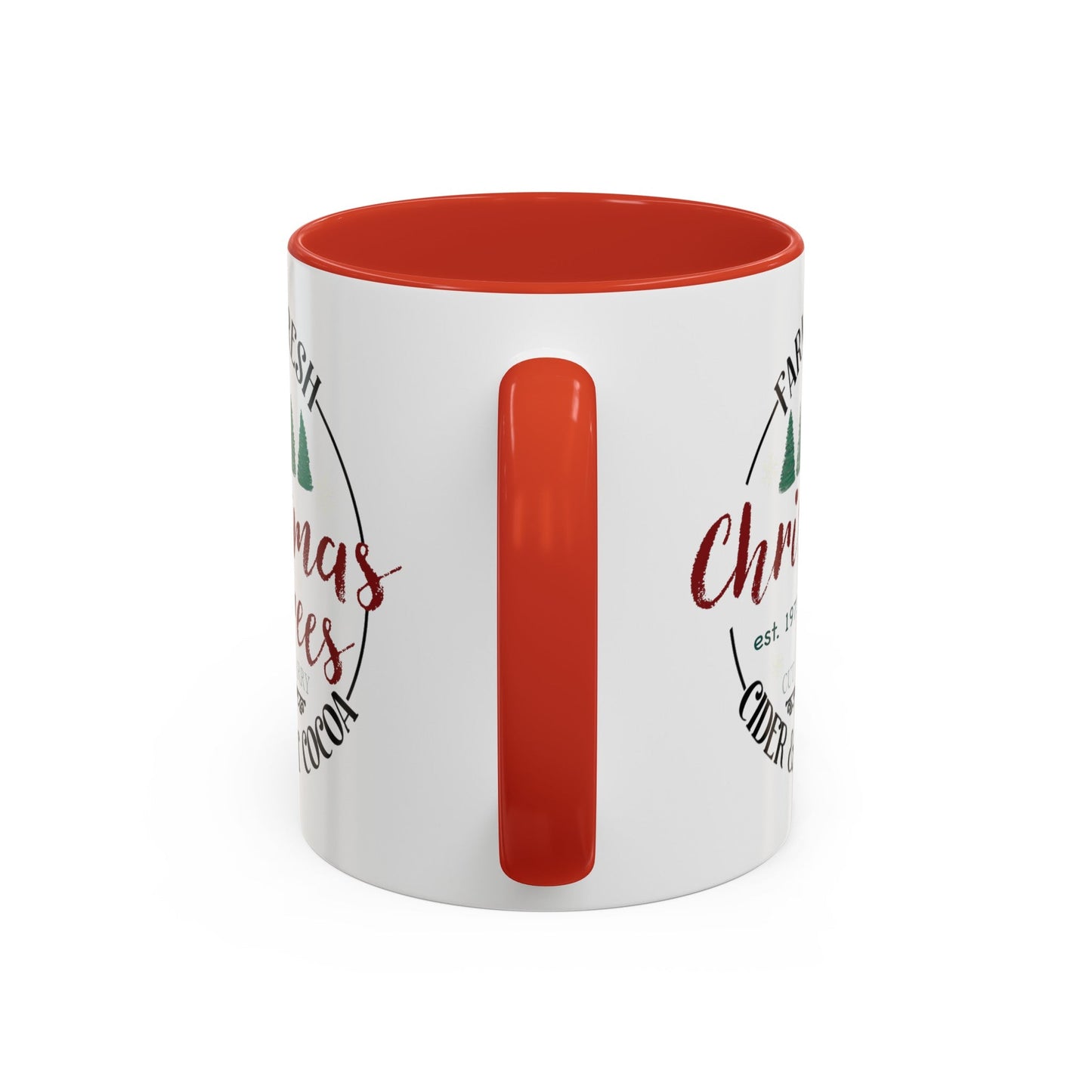 Christmas Tree Farm Two Tone Accent Coffee Mug (11 oz, 15oz) - Blue Cava