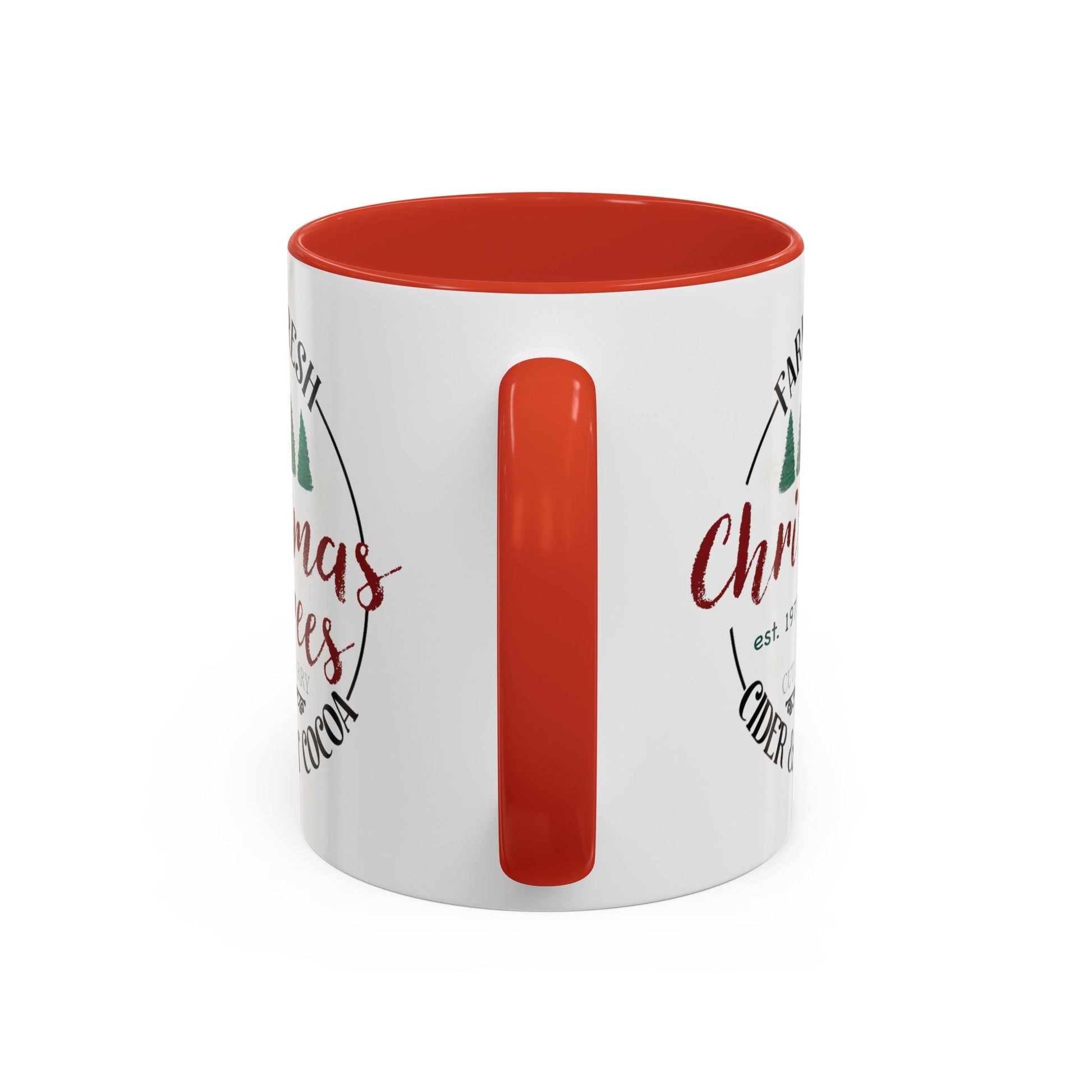 Christmas Tree Farm Two Tone Accent Coffee Mug (11 oz, 15oz) - Blue Cava