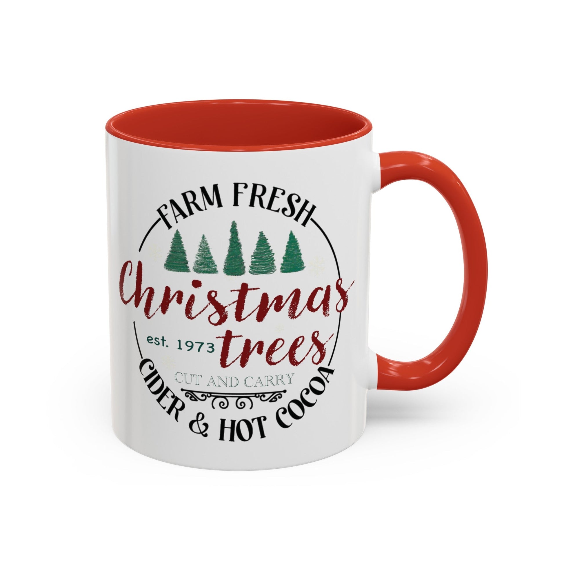 Christmas Tree Farm Two Tone Accent Coffee Mug (11 oz, 15oz) - Blue Cava