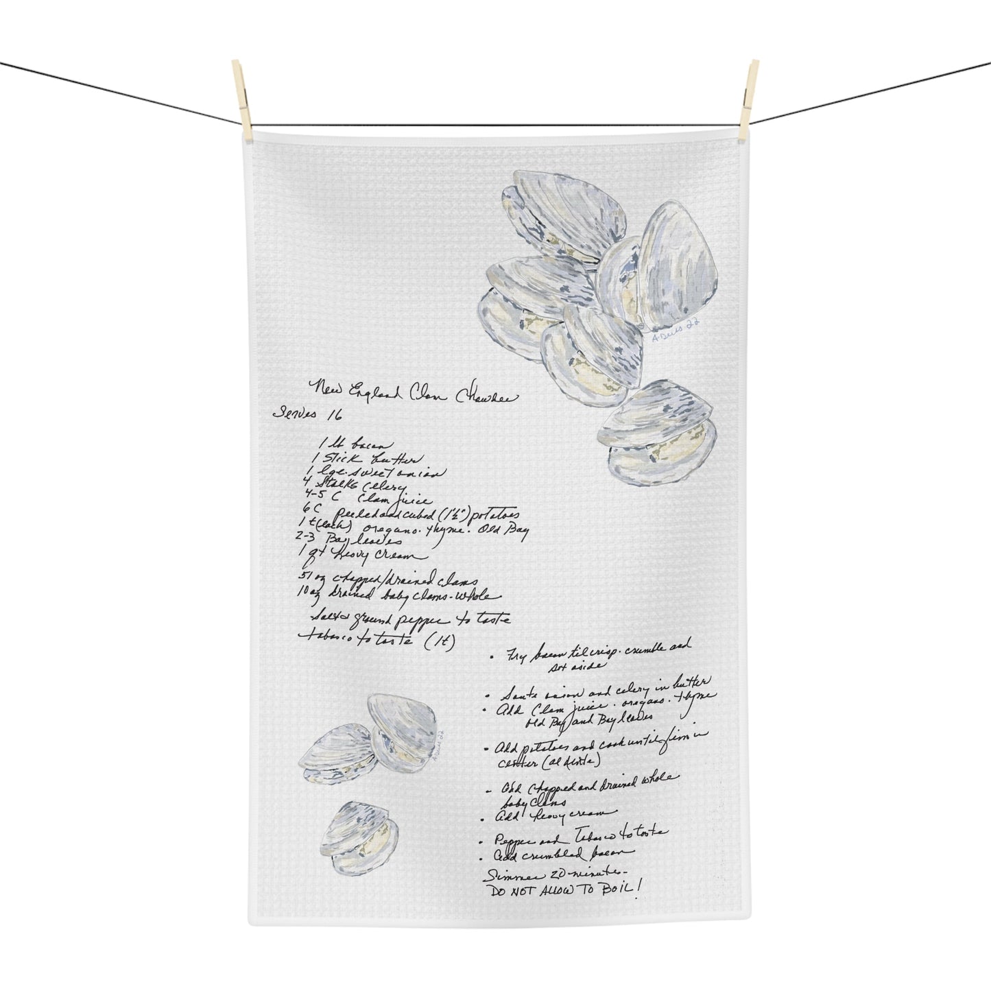 Clam Chowder Recipe Microfiber Waffle Towel - Blue Cava