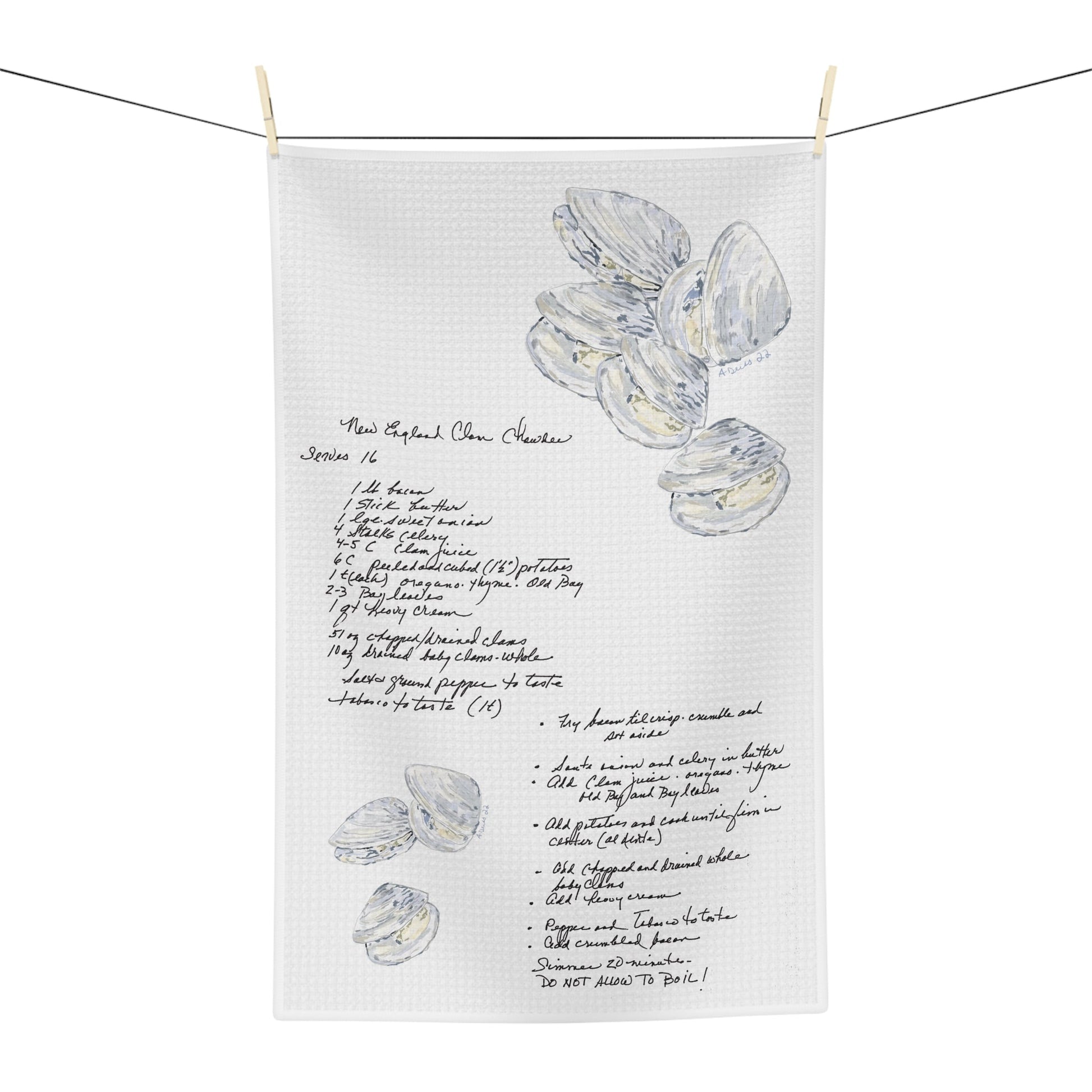 Clam Chowder Recipe Microfiber Waffle Towel - Blue Cava