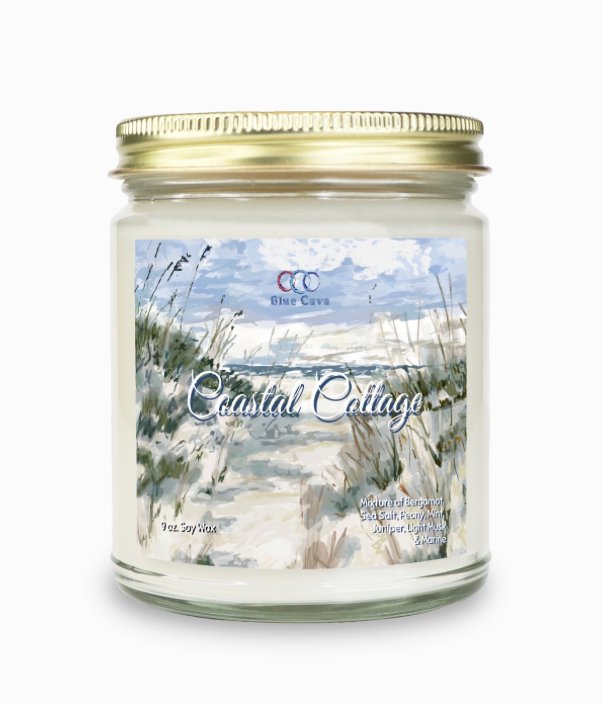 Coastal Cottage 9 oz. Soy Candle - Blue Cava