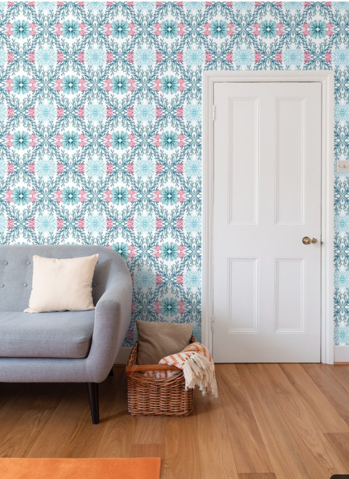 Coastal Geometric Wallpaper - Blue Cava