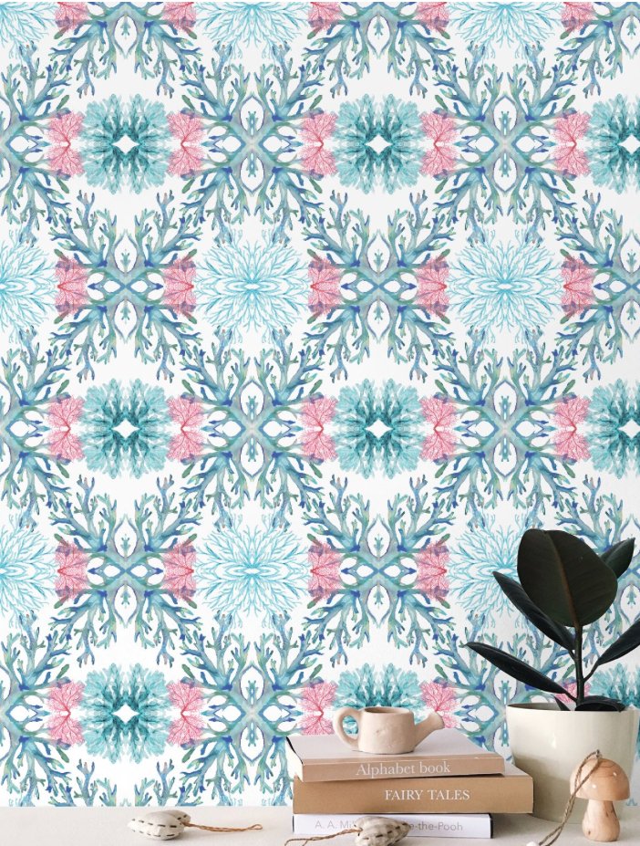 Coastal Geometric Wallpaper - Blue Cava