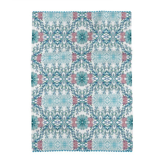 Coastal Tea Towel with Edging - Blue Cava