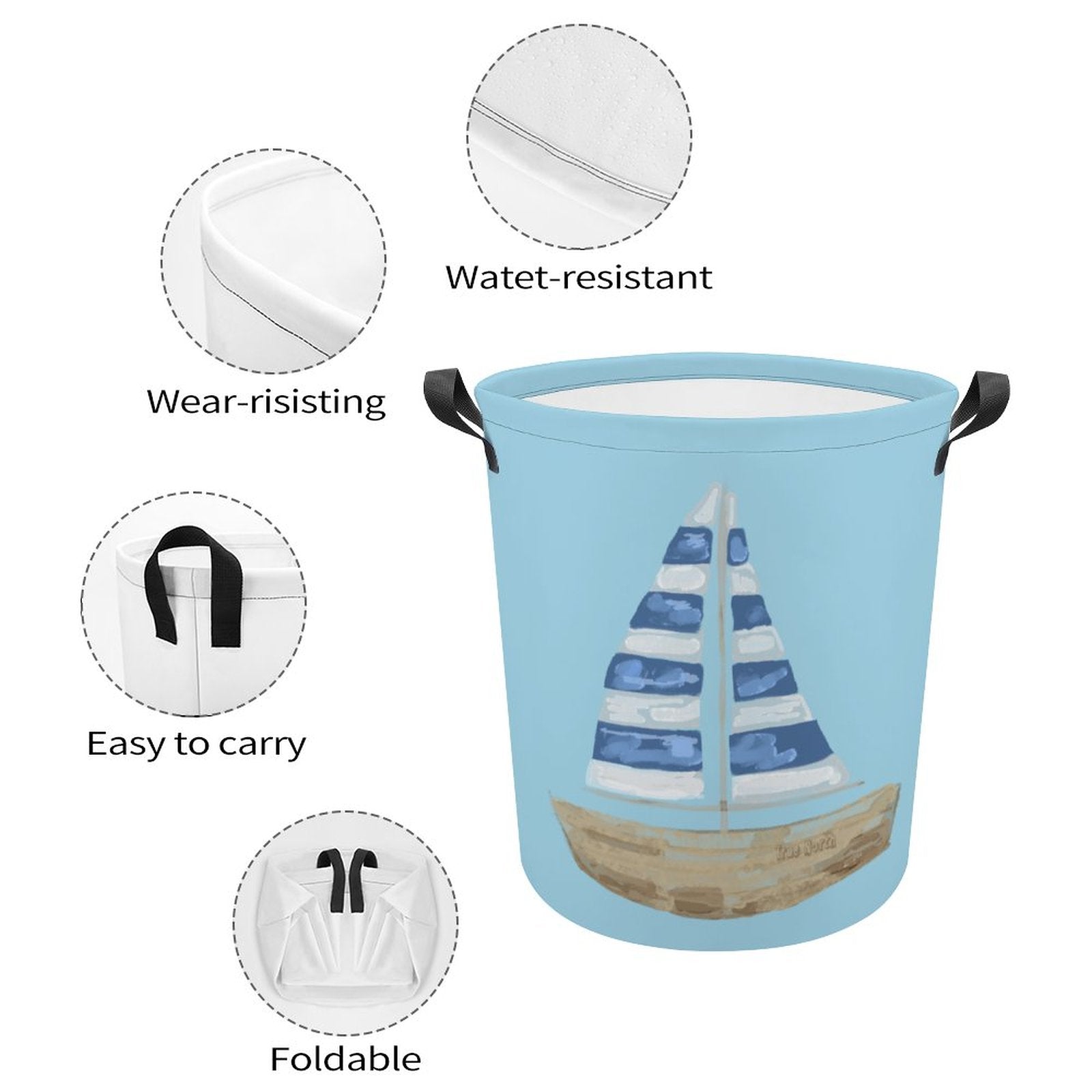 Collapsible Laundry Basket - Blue Cava