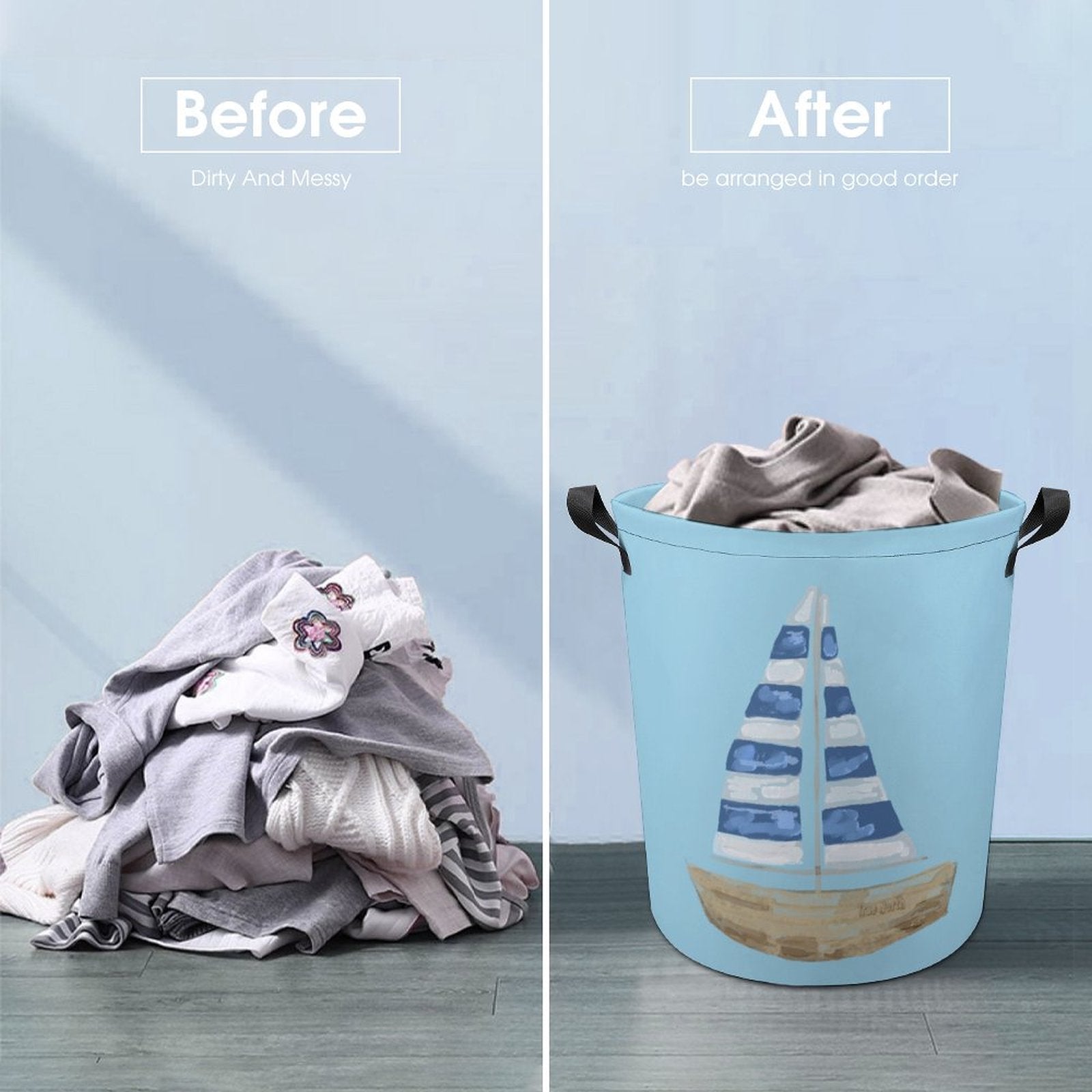 Collapsible Laundry Basket - Blue Cava