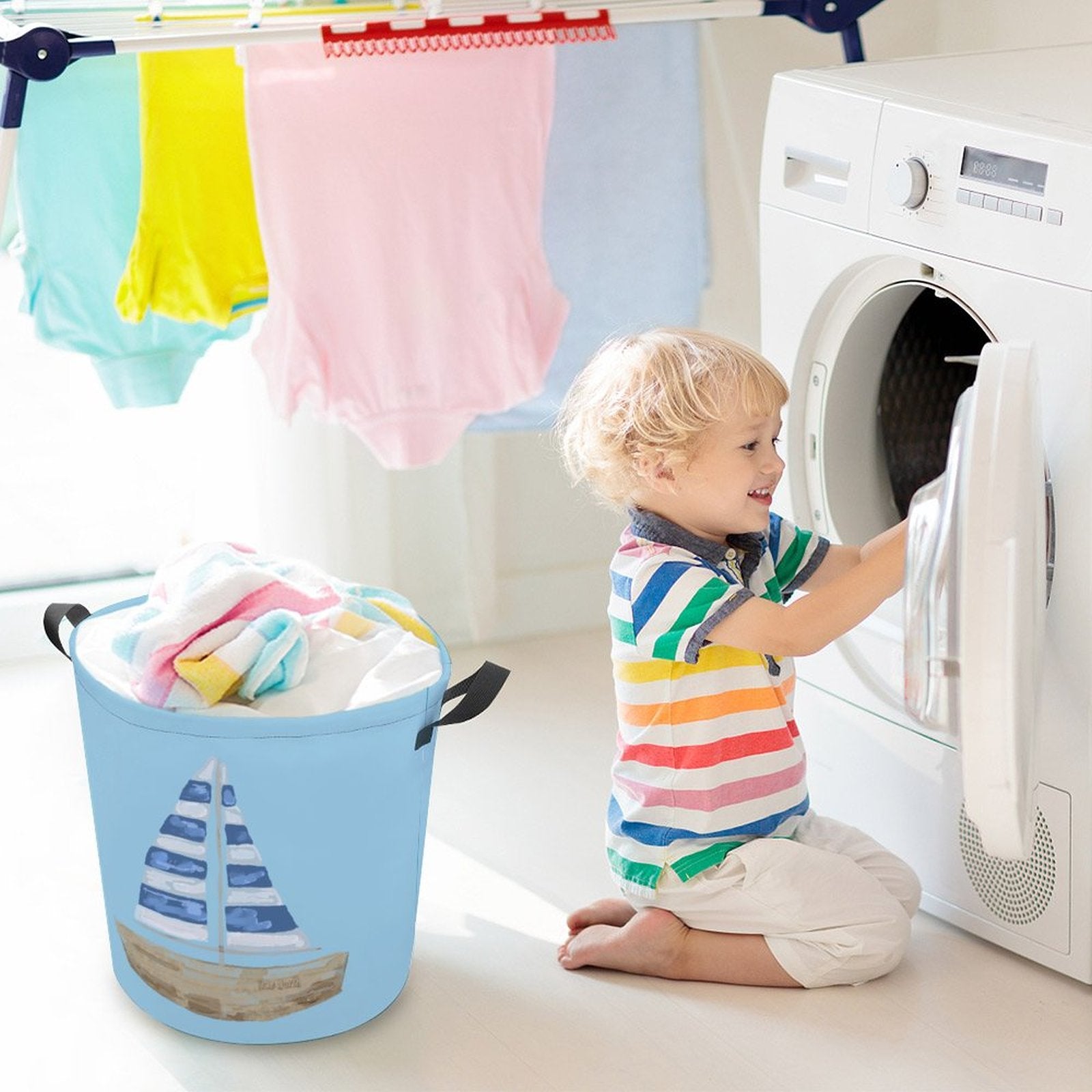 Collapsible Laundry Basket - Blue Cava