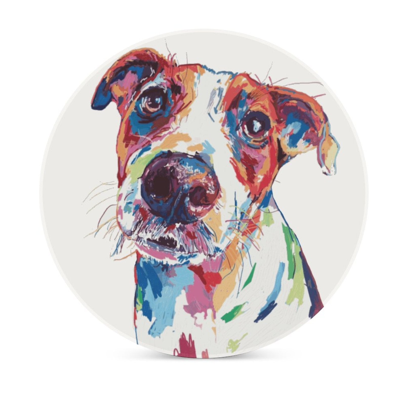 Colorful Dog Round Ceramic Coaster Sets - Blue Cava