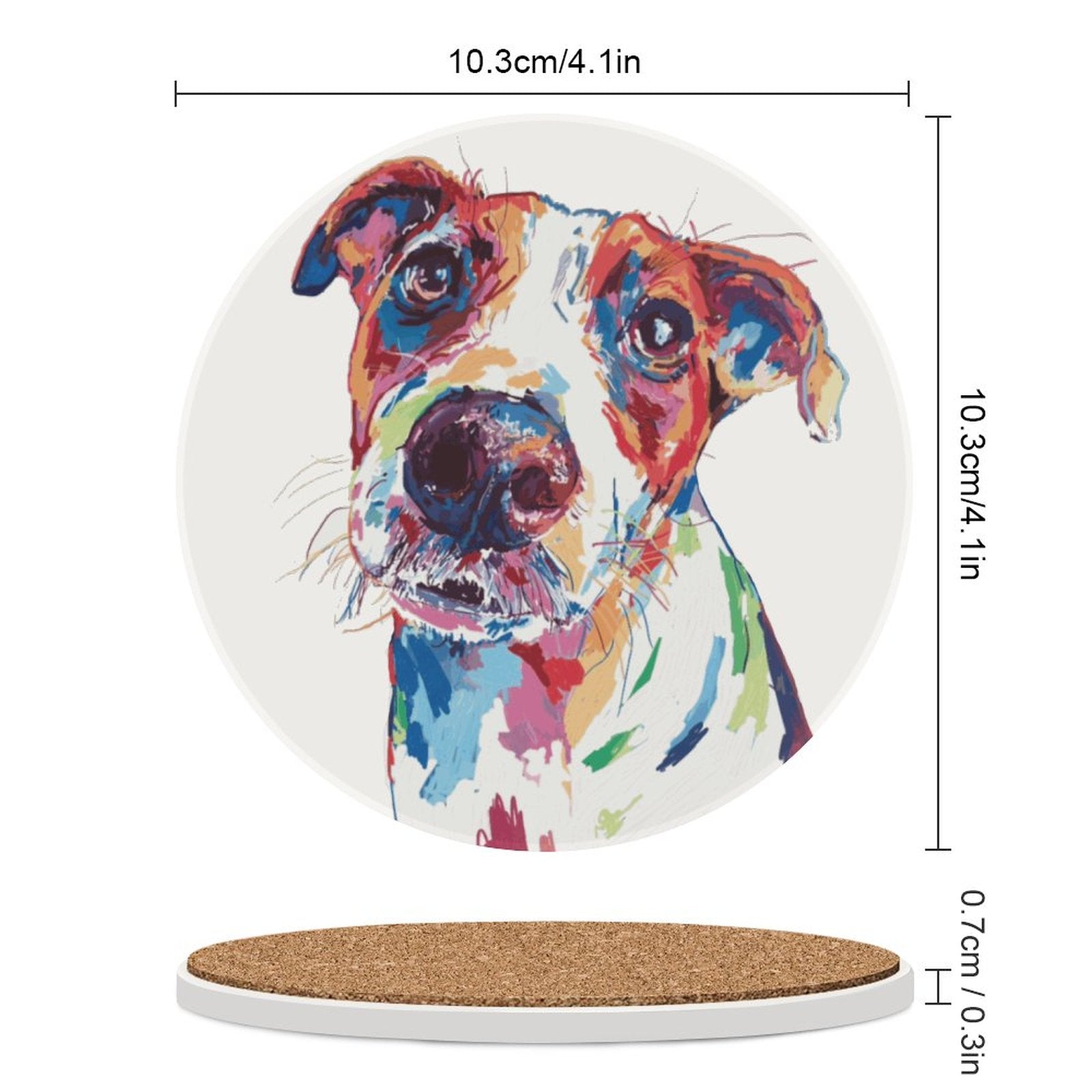 Colorful Dog Round Ceramic Coaster Sets - Blue Cava