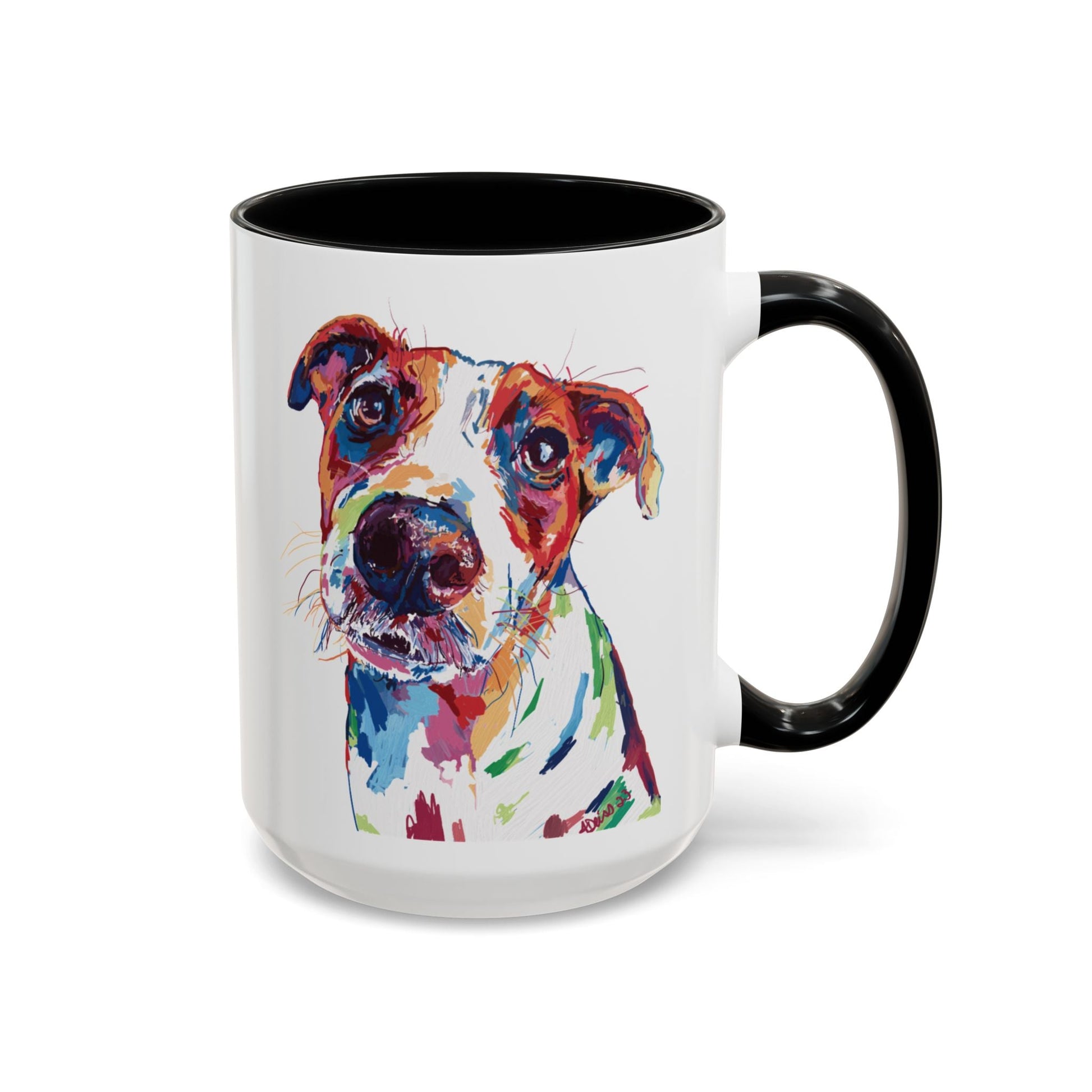 Colorful Dog Two Tone Ceramic Mug (11oz & 15oz) - Blue Cava