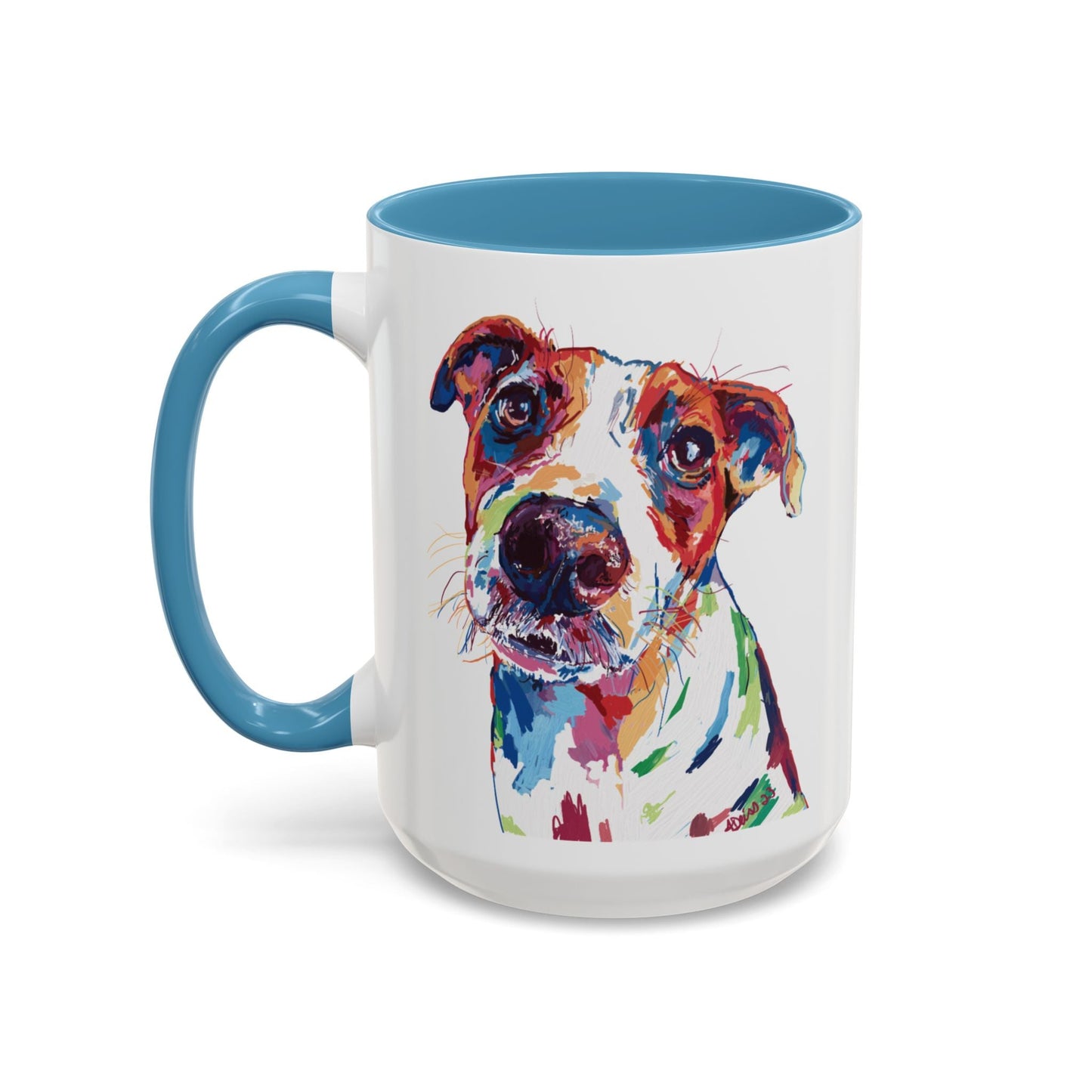 Colorful Dog Two Tone Ceramic Mug (11oz & 15oz) - Blue Cava