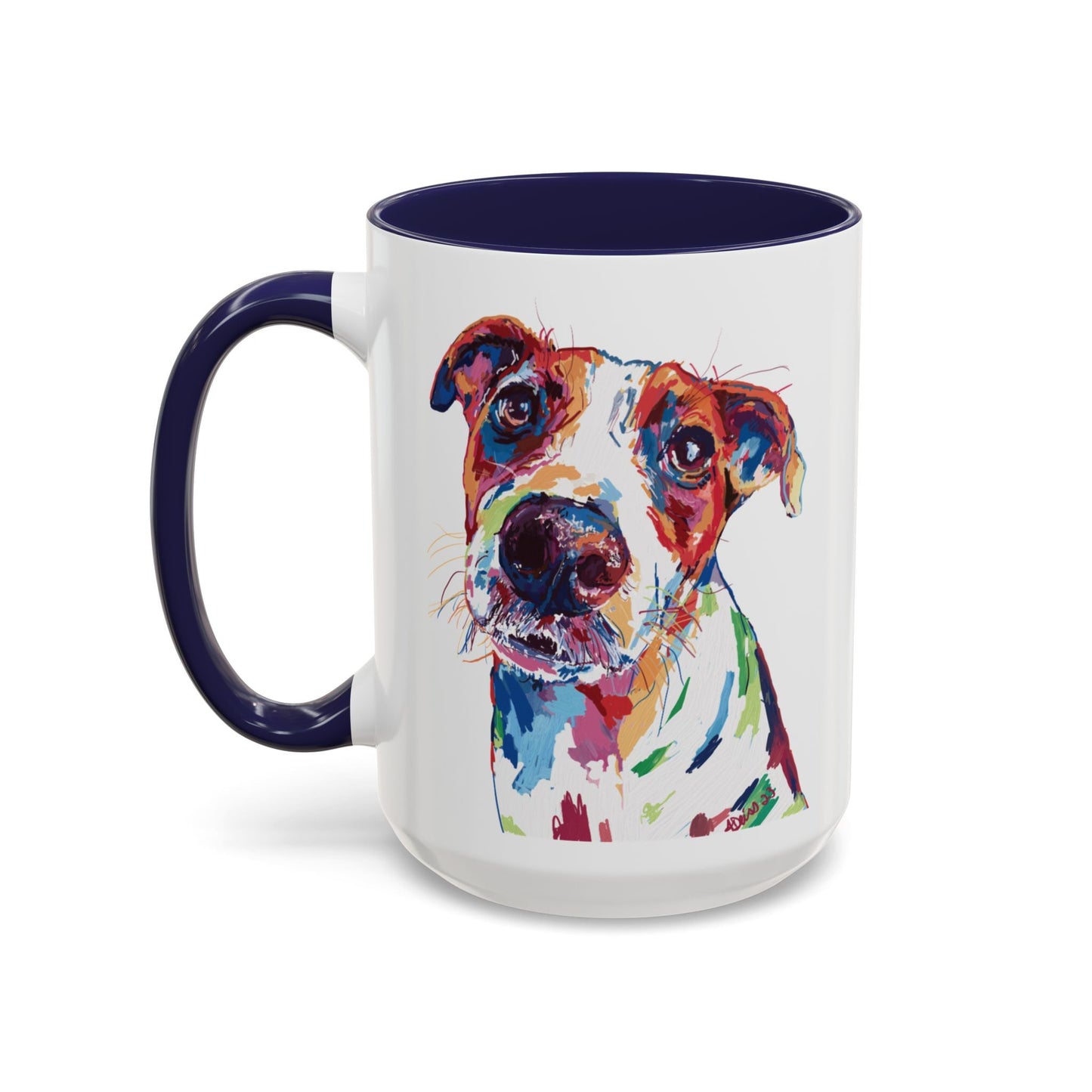 Colorful Dog Two Tone Ceramic Mug (11oz & 15oz) - Blue Cava