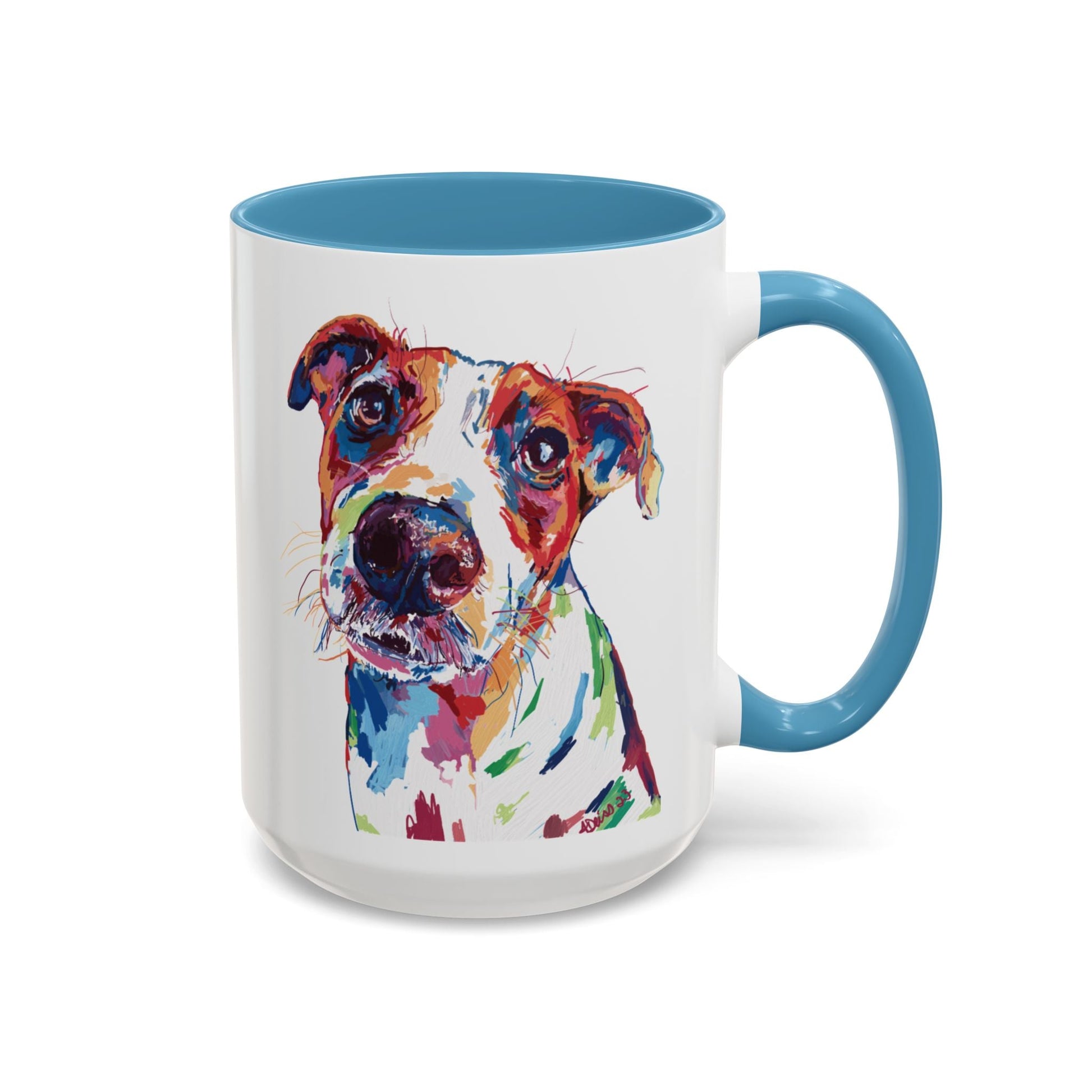 Colorful Dog Two Tone Ceramic Mug (11oz & 15oz) - Blue Cava