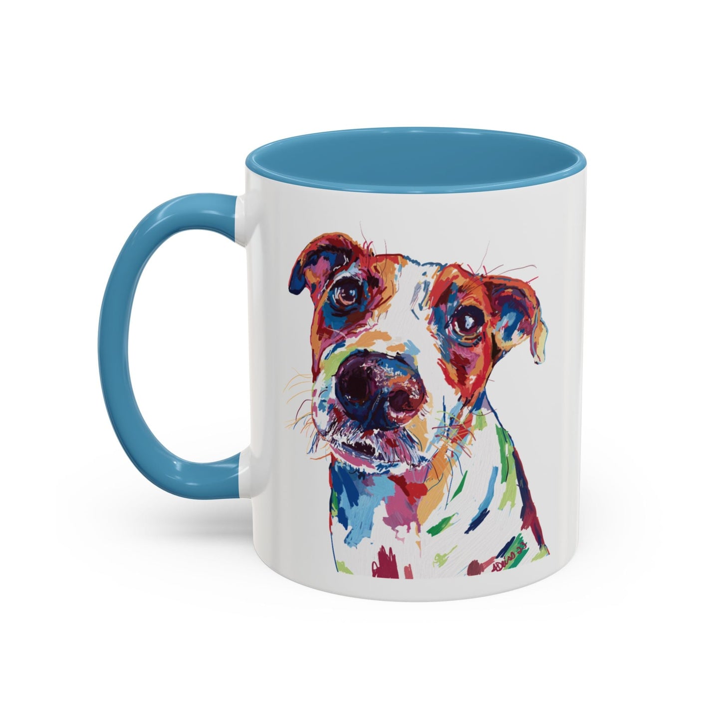 Colorful Dog Two Tone Ceramic Mug (11oz & 15oz) - Blue Cava