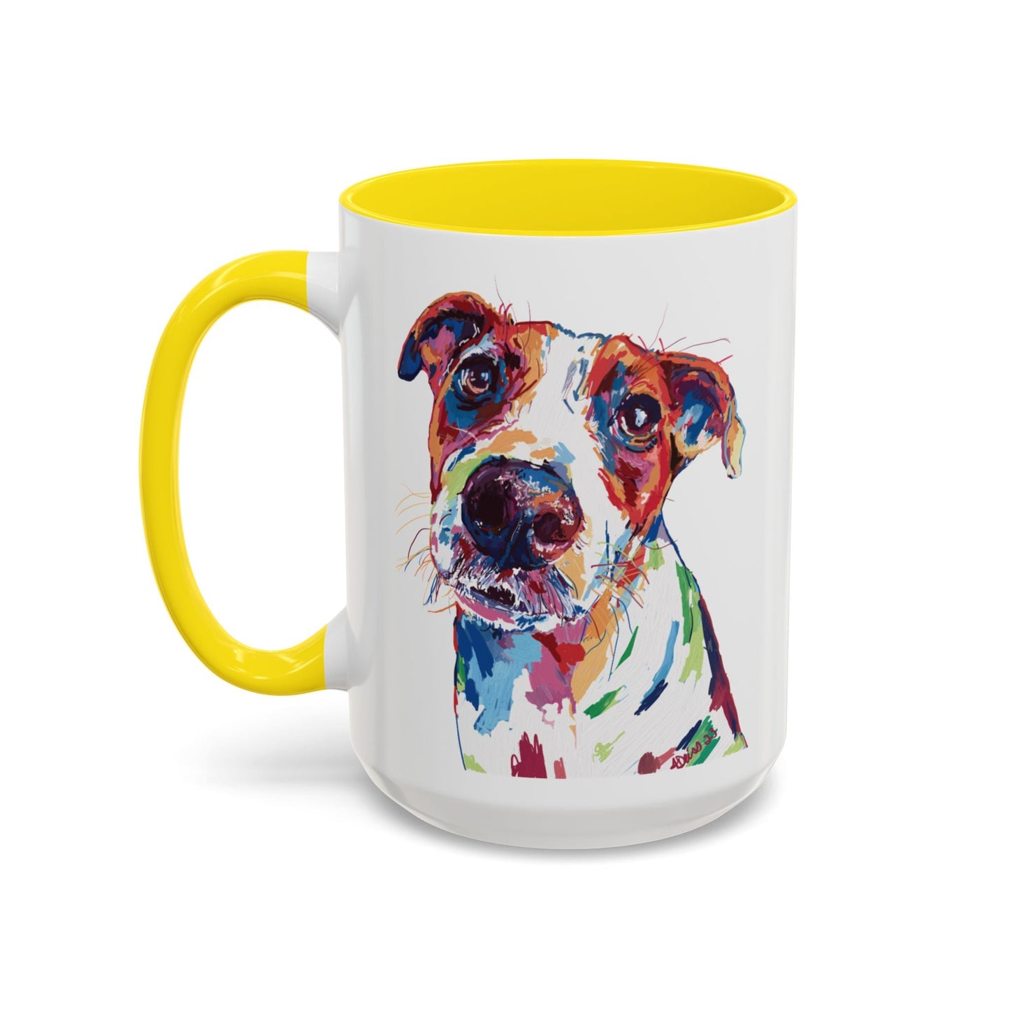 Colorful Dog Two Tone Ceramic Mug (11oz & 15oz) - Blue Cava