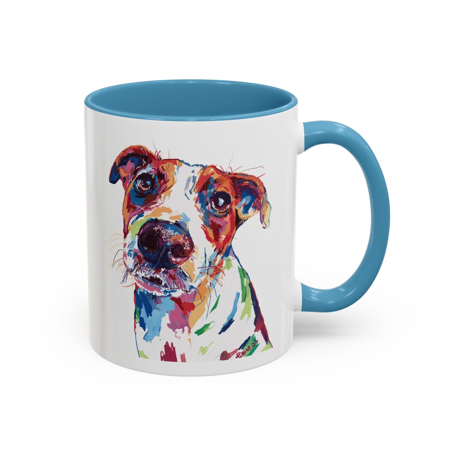 Colorful Dog Two Tone Ceramic Mug (11oz & 15oz) - Blue Cava