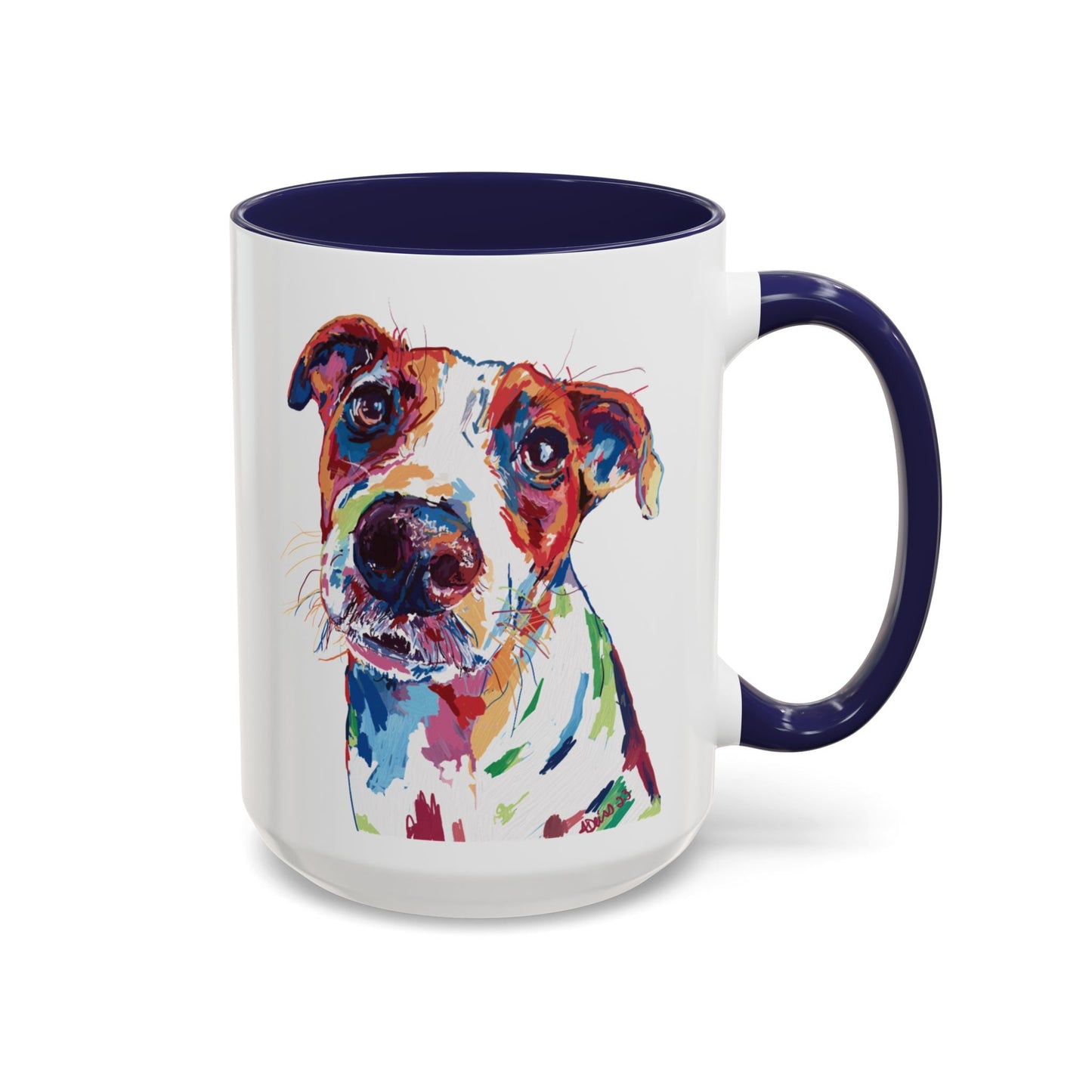 Colorful Dog Two Tone Ceramic Mug (11oz & 15oz) - Blue Cava