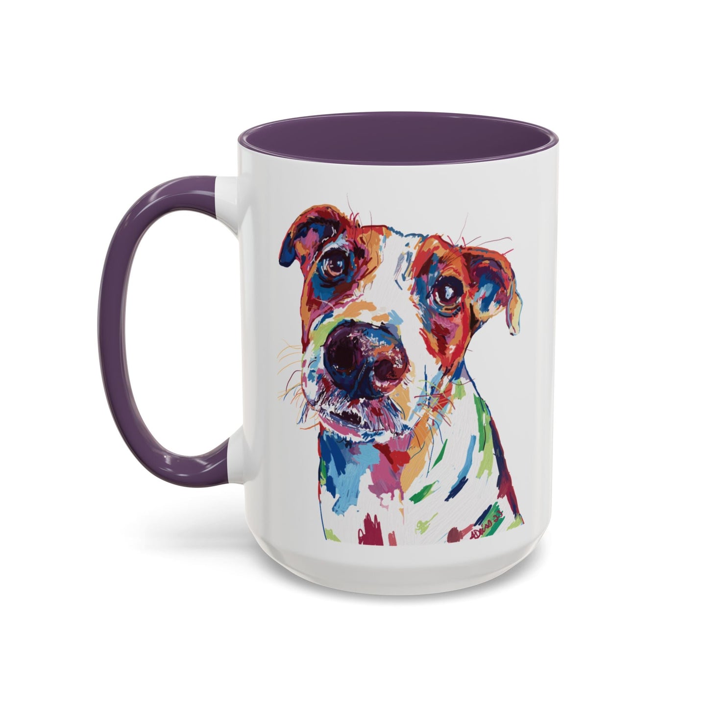 Colorful Dog Two Tone Ceramic Mug (11oz & 15oz) - Blue Cava