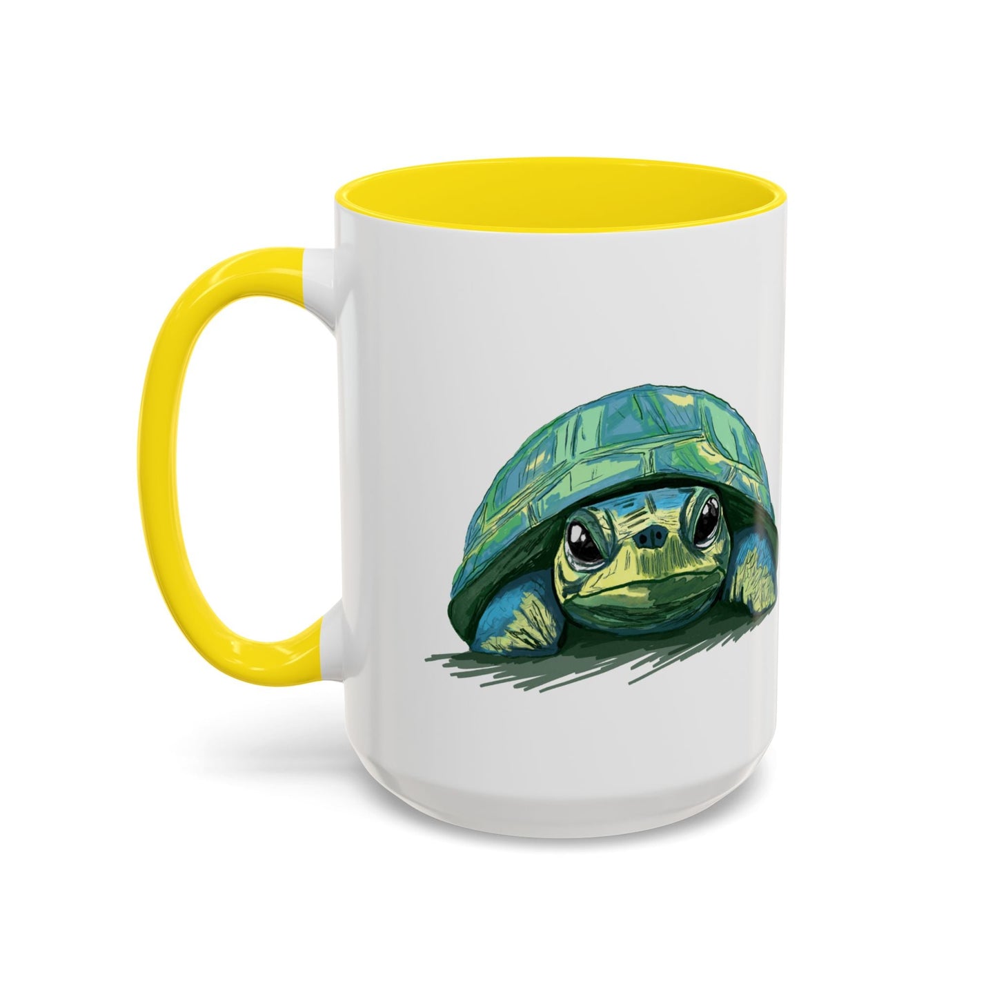 Colorful Sea Turtle Two Tone Coffee Mug - 11oz & 15 oz - Blue Cava