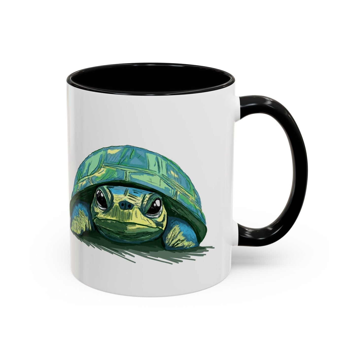 Colorful Sea Turtle Two Tone Coffee Mug - 11oz & 15 oz - Blue Cava