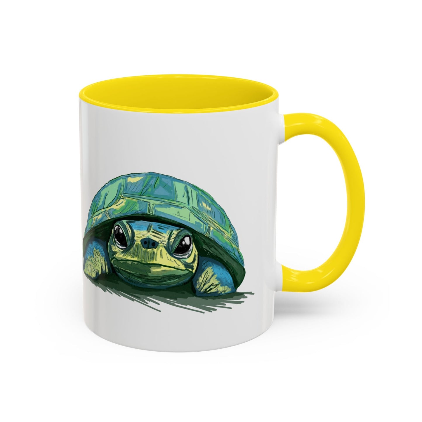 Colorful Sea Turtle Two Tone Coffee Mug - 11oz & 15 oz - Blue Cava