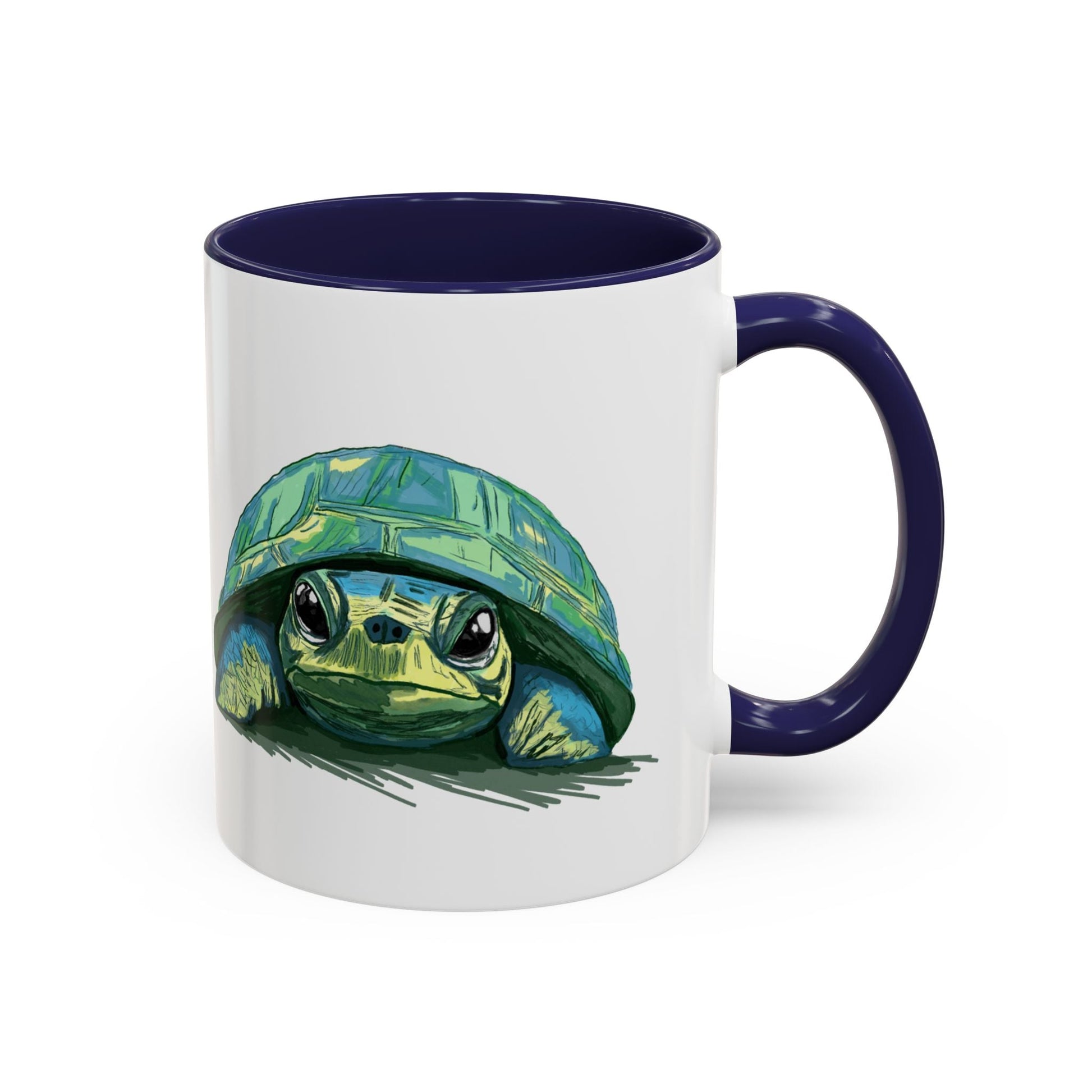 Colorful Sea Turtle Two Tone Coffee Mug - 11oz & 15 oz - Blue Cava