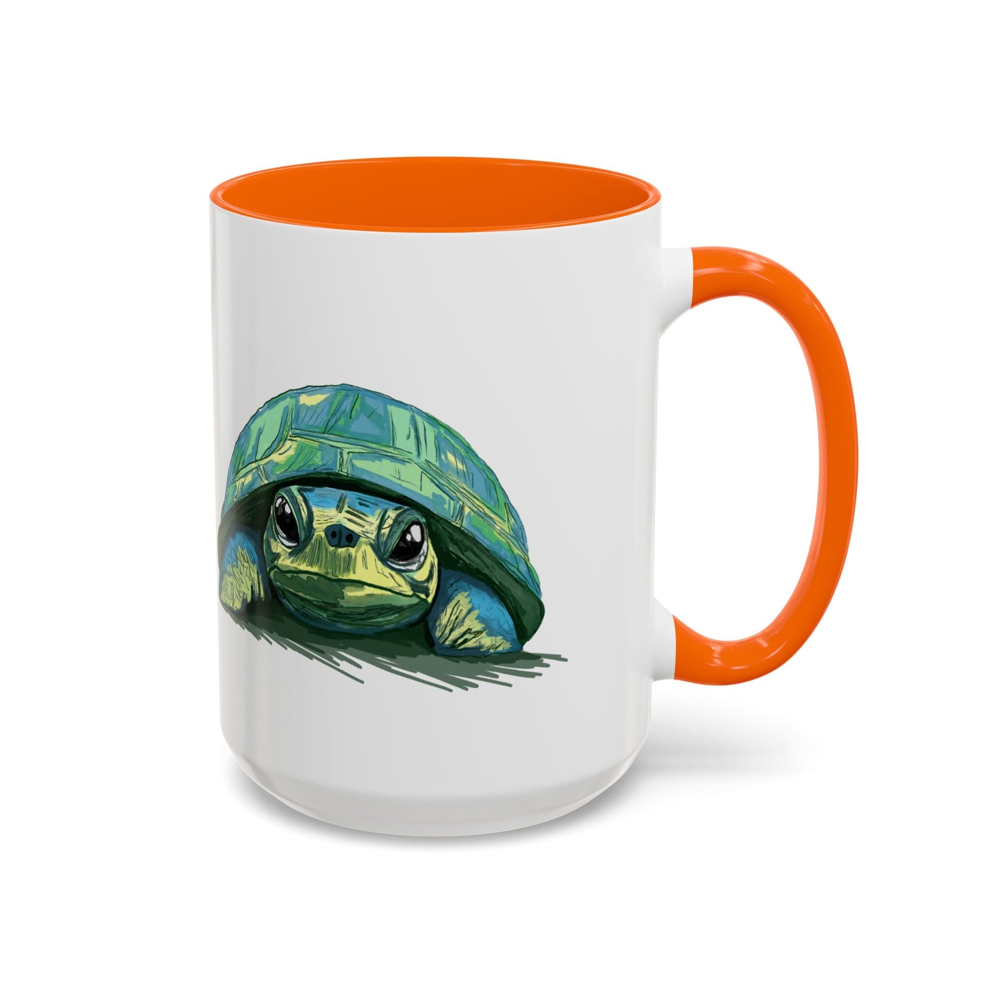 Colorful Sea Turtle Two Tone Coffee Mug - 11oz & 15 oz - Blue Cava