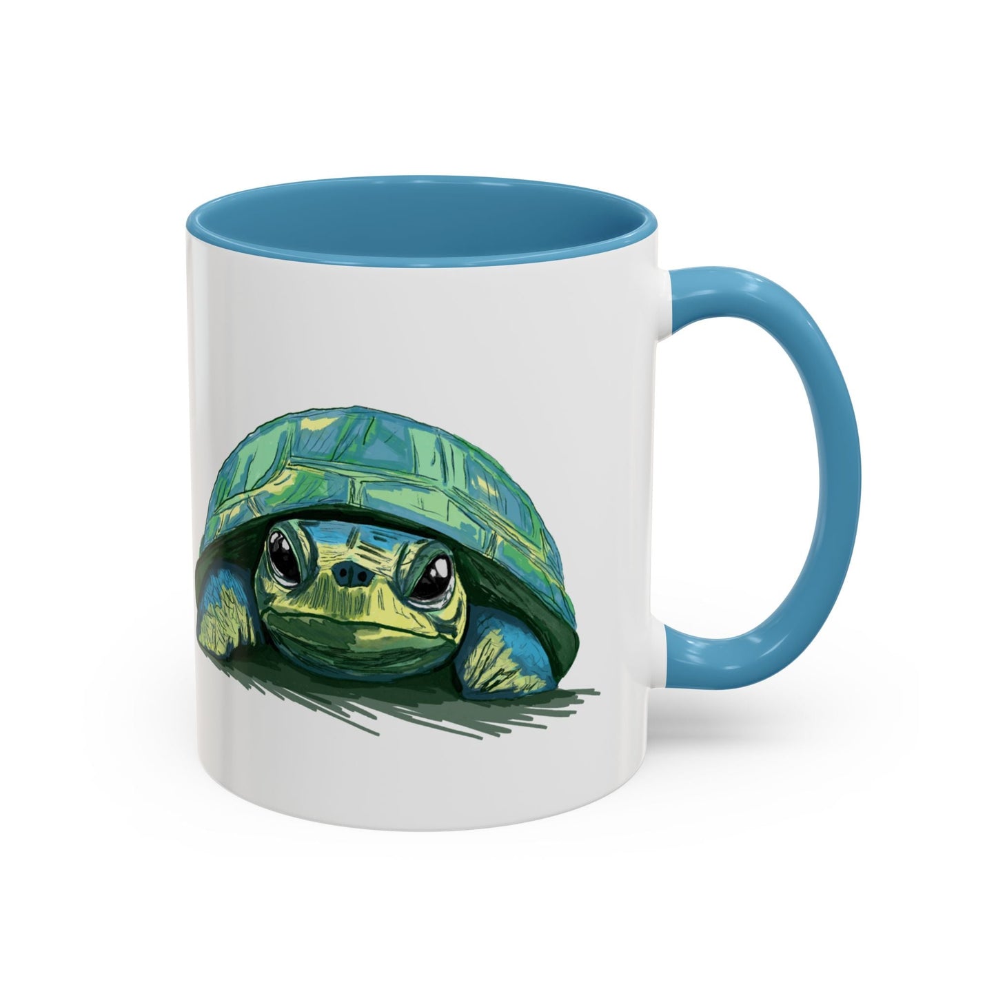 Colorful Sea Turtle Two Tone Coffee Mug - 11oz & 15 oz - Blue Cava