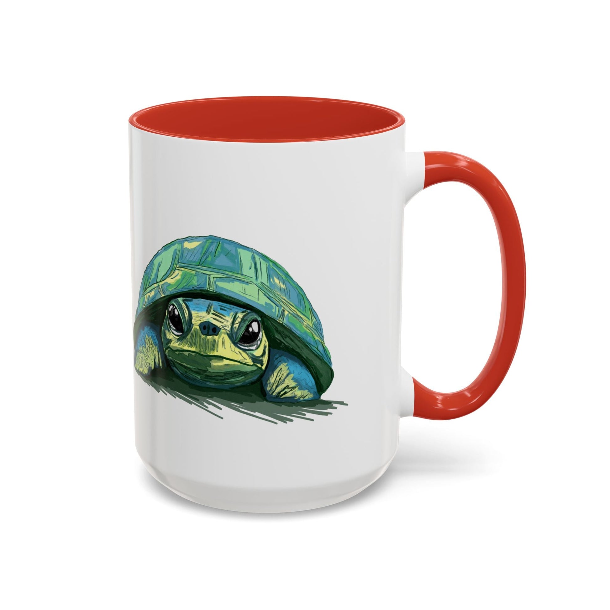 Colorful Sea Turtle Two Tone Coffee Mug - 11oz & 15 oz - Blue Cava