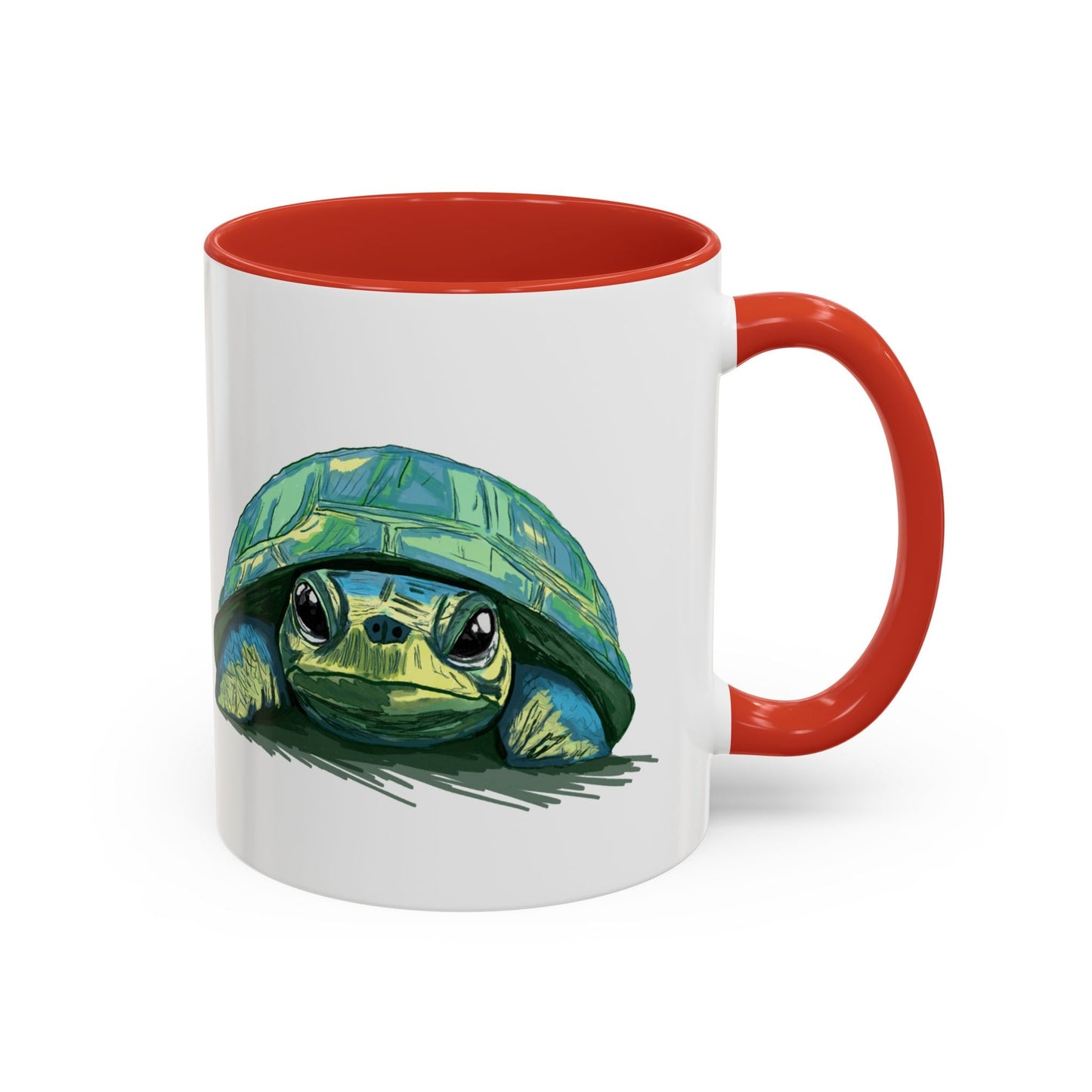 Colorful Sea Turtle Two Tone Coffee Mug - 11oz & 15 oz - Blue Cava