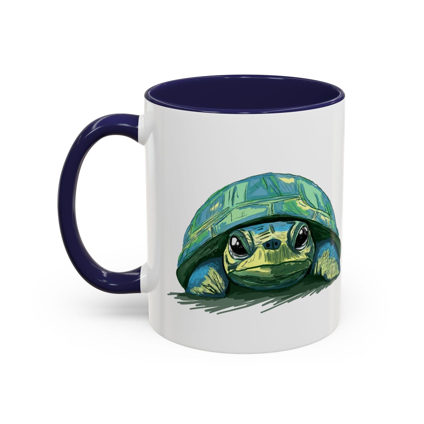 Colorful Sea Turtle Two Tone Coffee Mug - 11oz & 15 oz - Blue Cava