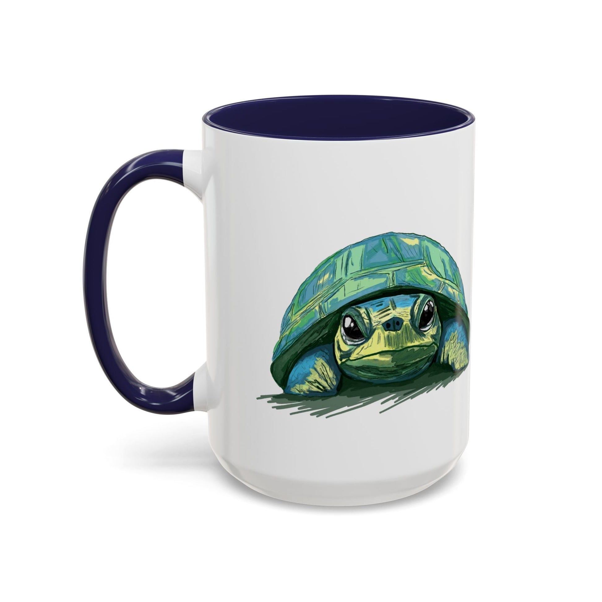 Colorful Sea Turtle Two Tone Coffee Mug - 11oz & 15 oz - Blue Cava