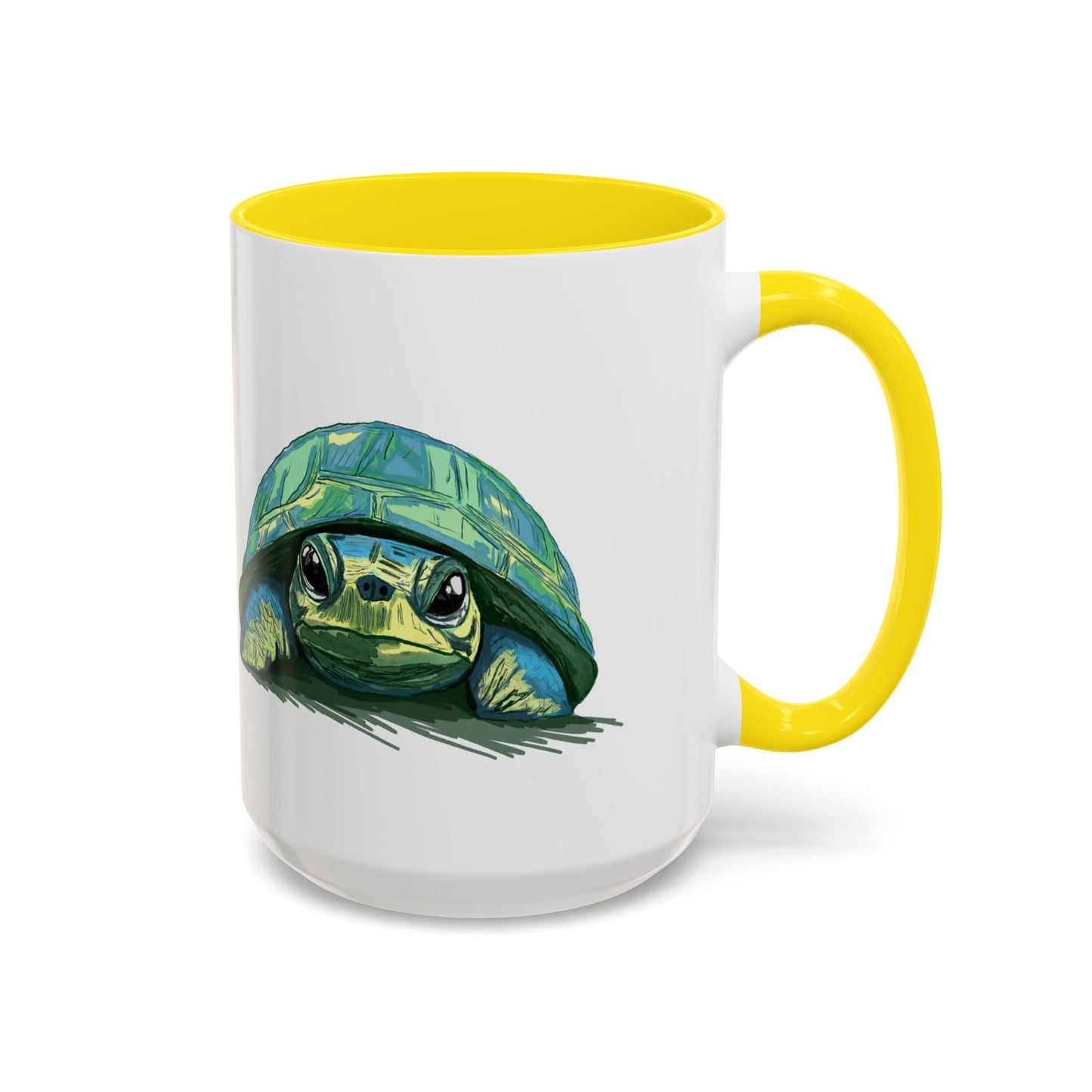 Colorful Sea Turtle Two Tone Coffee Mug - 11oz & 15 oz - Blue Cava