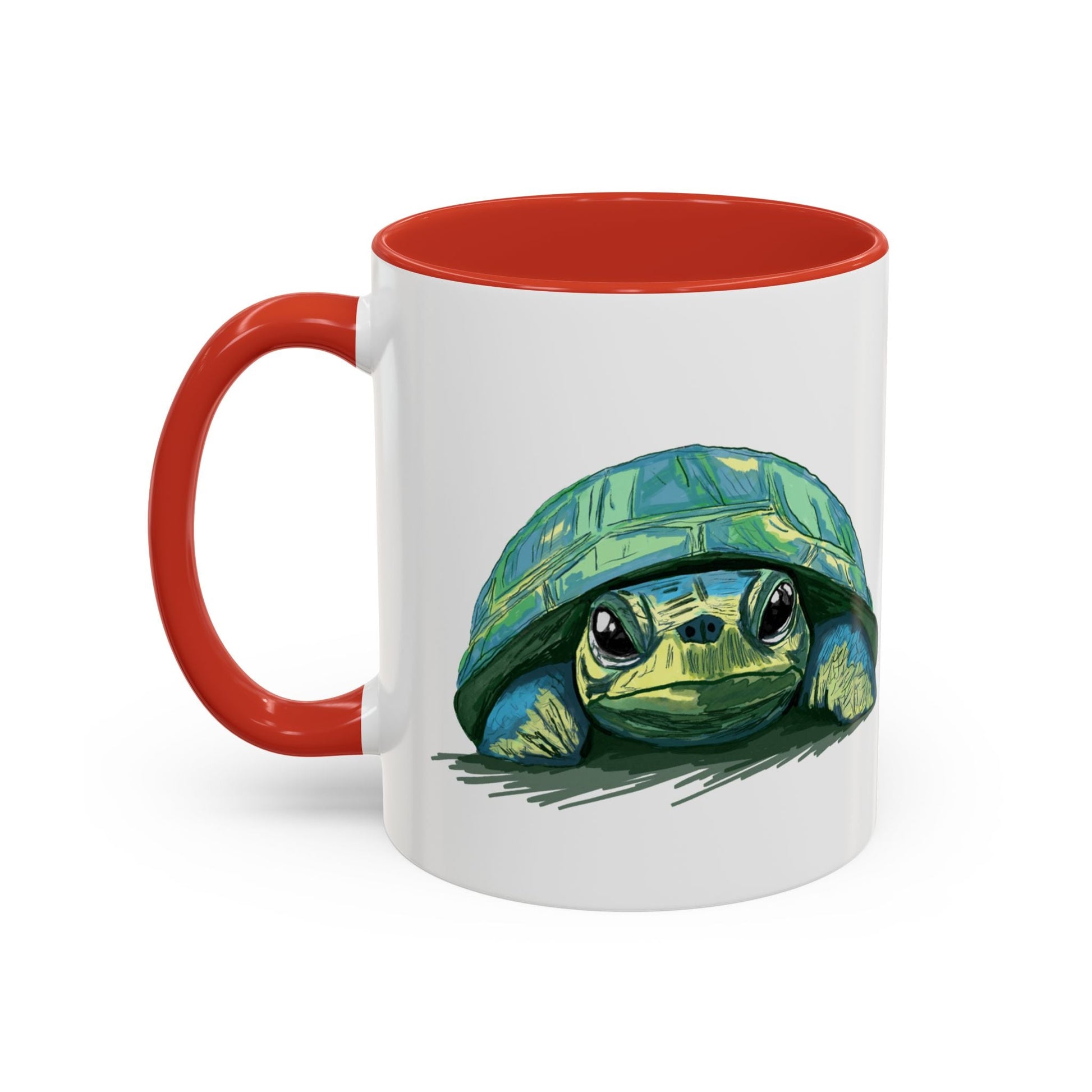 Colorful Sea Turtle Two Tone Coffee Mug - 11oz & 15 oz - Blue Cava