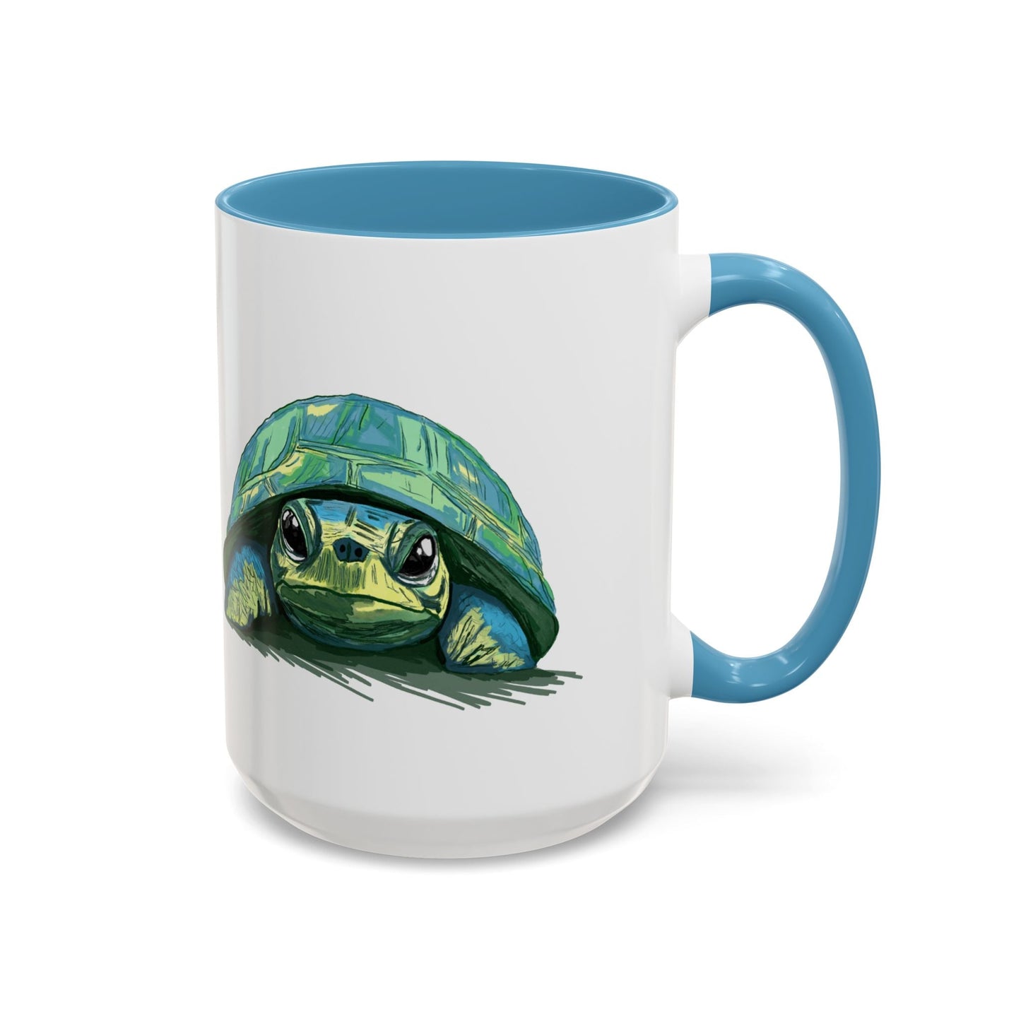 Colorful Sea Turtle Two Tone Coffee Mug - 11oz & 15 oz - Blue Cava